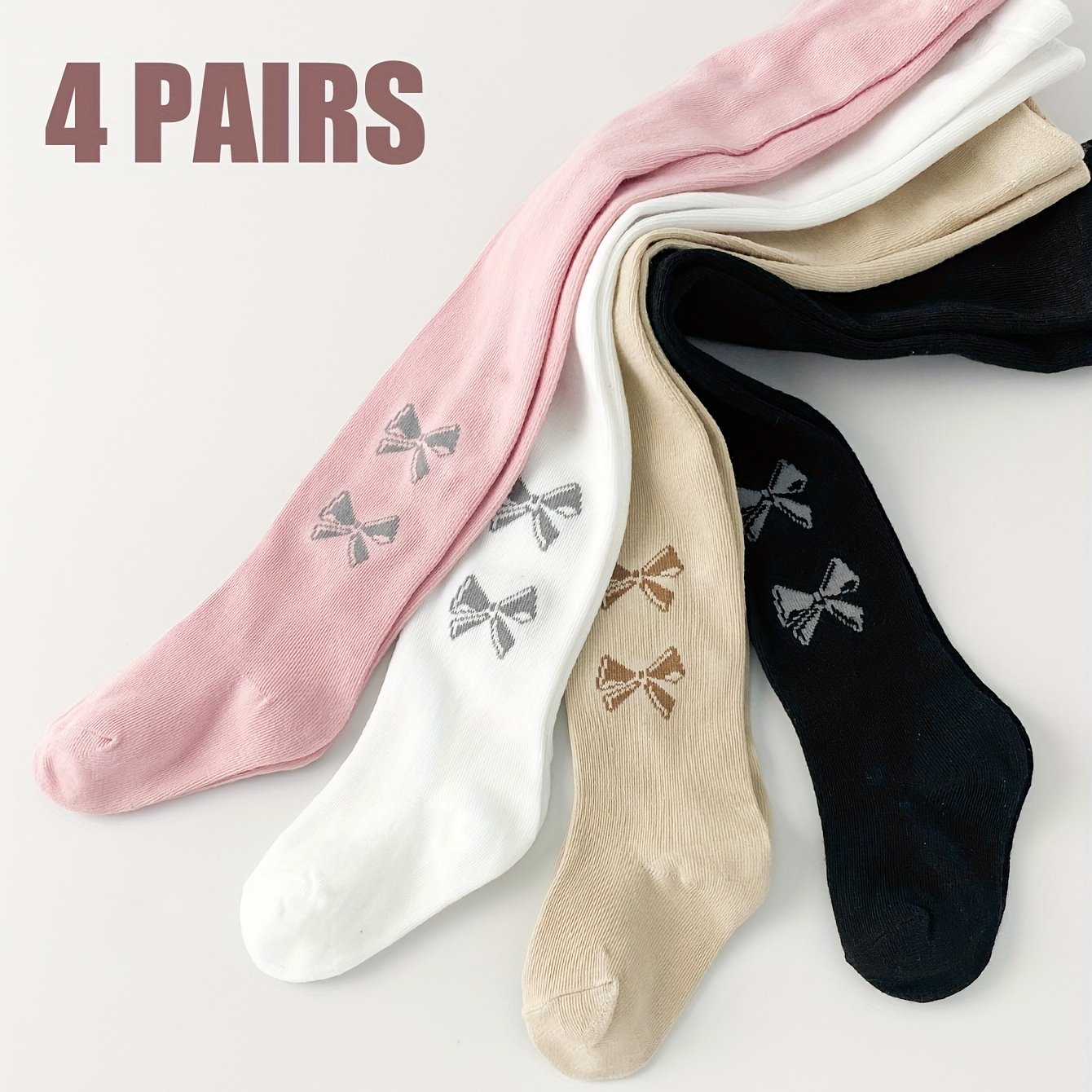 Leggings With English Wash Label, 4 Pairs Girls' Toddler Leggings For Spring And Autumn, Thickness, Suitable For Outdoor Wear. Kids Baby Girls' Elastic Waist Tights - Comfortable For Wear