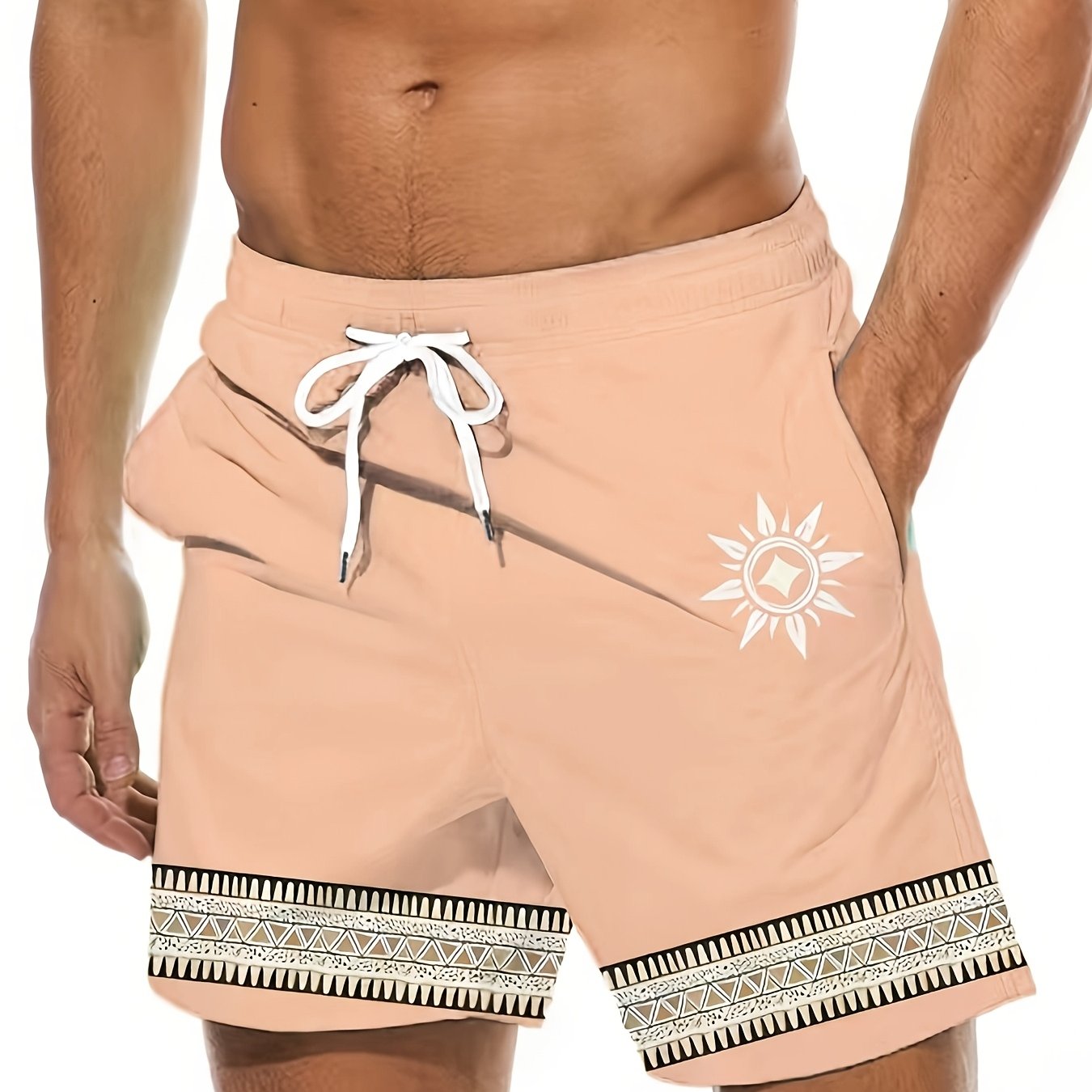 TEMU Men's Beach Shorts, Suitable For Summer, Pool, Vacation, And Casual Wear. With . The Fabric Is Breathable And Sweat-wicking