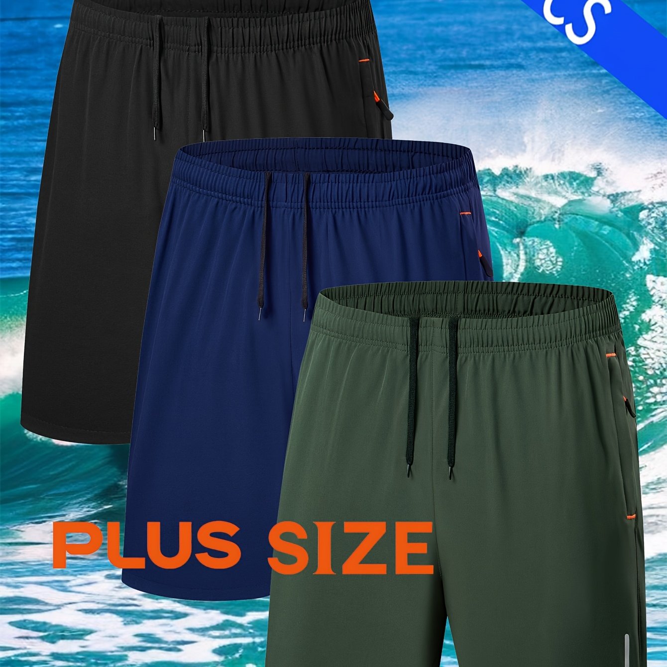 TEMU [3pcs Set] Plus Size Shorts Men Plus Size Summer Loose Bermuda Shorts Men's Quick-dry 5-inch Shorts Short Shorts