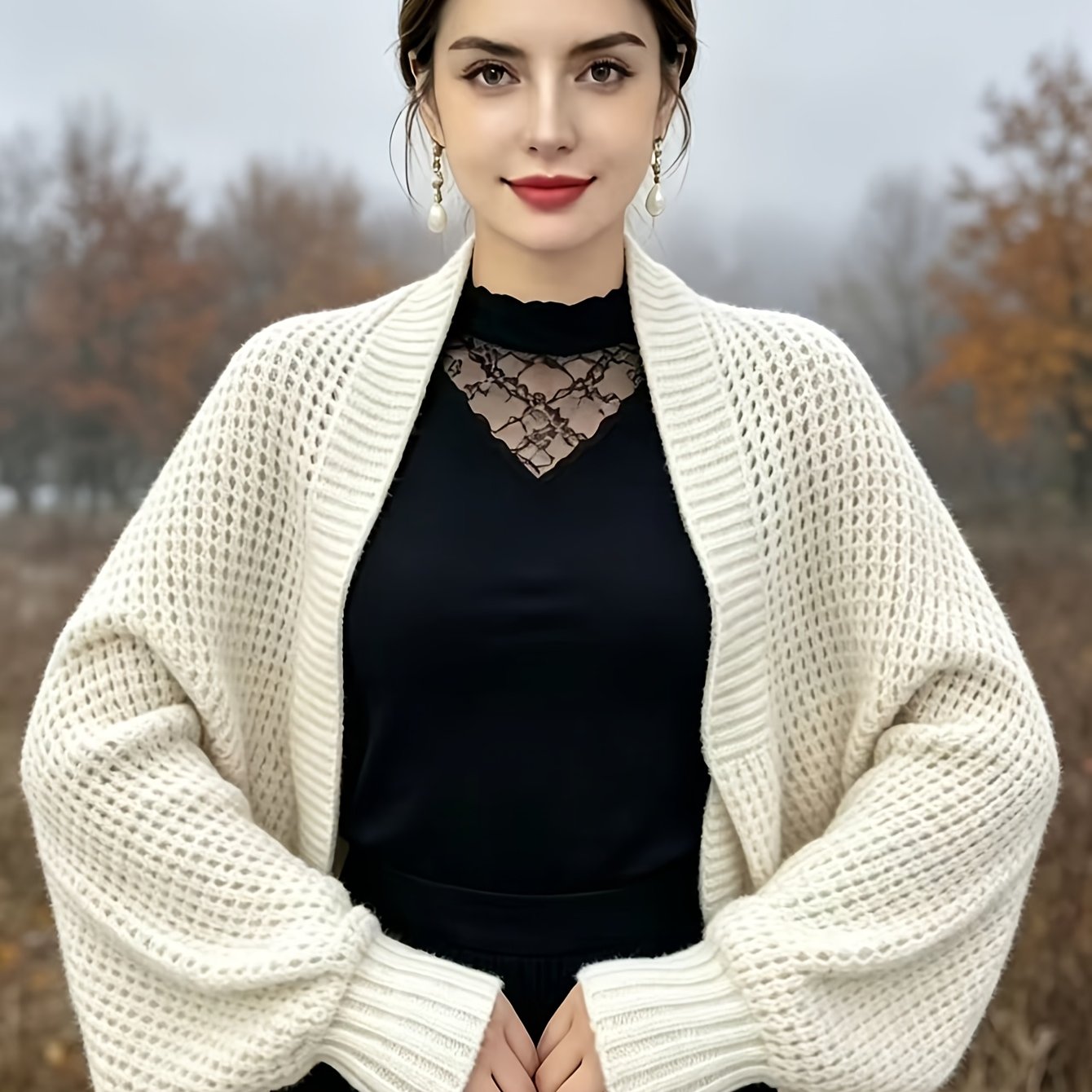 TEMU Grande Taille, Nouveau Cardigan pour Printemps, Automne et Hiver - Chaud et Tendance, Couleur Unie pour la , Manches Longues Épaisses, Châle