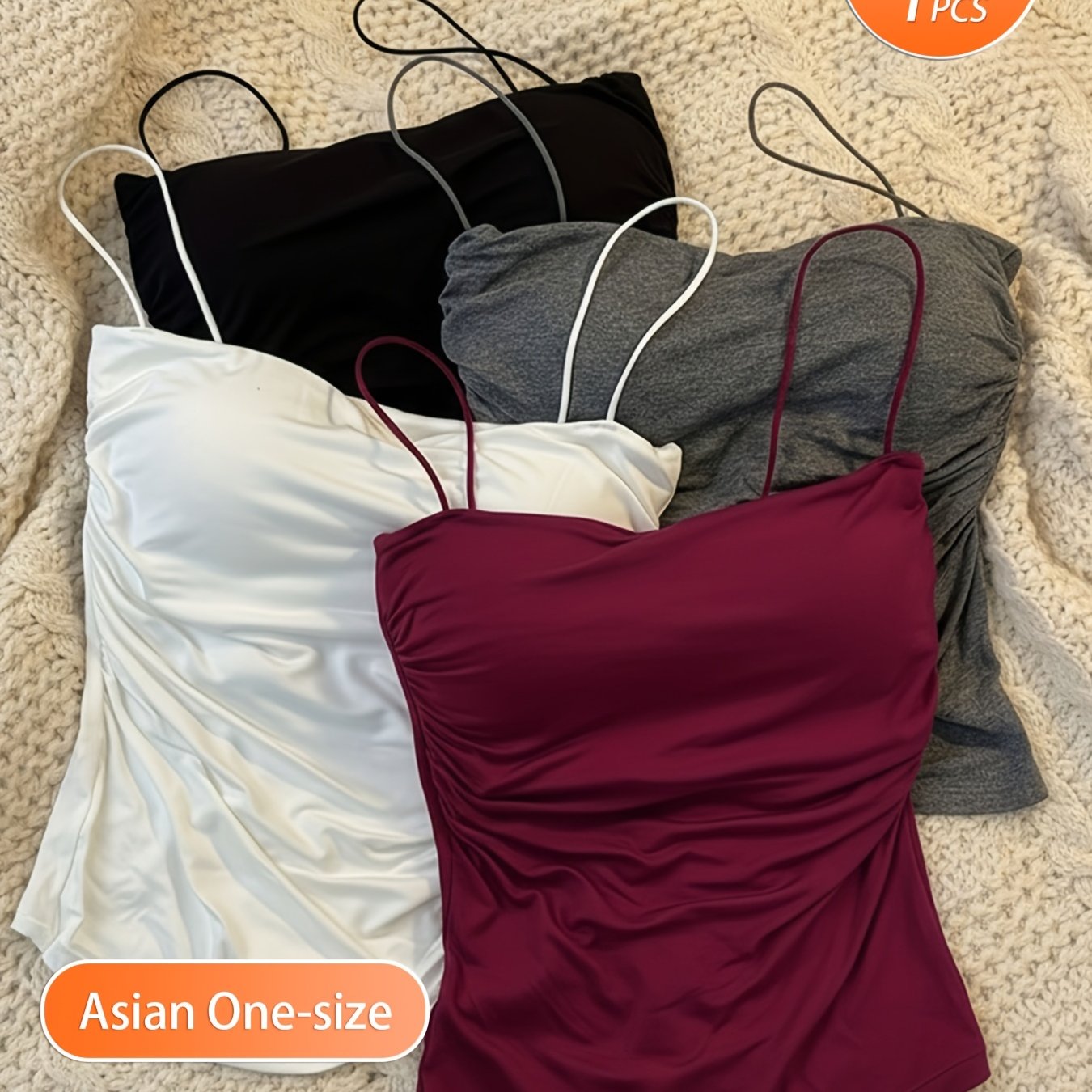 E-shop Zufälliges 1-teiliges Damen Rüschendesign Sexy Cami Top, -Essential Elastischer Bequemer Nicht-Abnehmbare Polsterung Dessous, Einfach Elegante