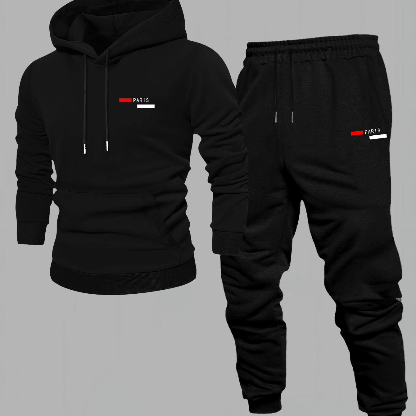 TEMU Ensemble Sweat à Capuche et Pantalon pour Homme | Vêtements de Sport Décontractés Automne/Hiver avec Motif Géométrique, Coupe Ample, Tissu