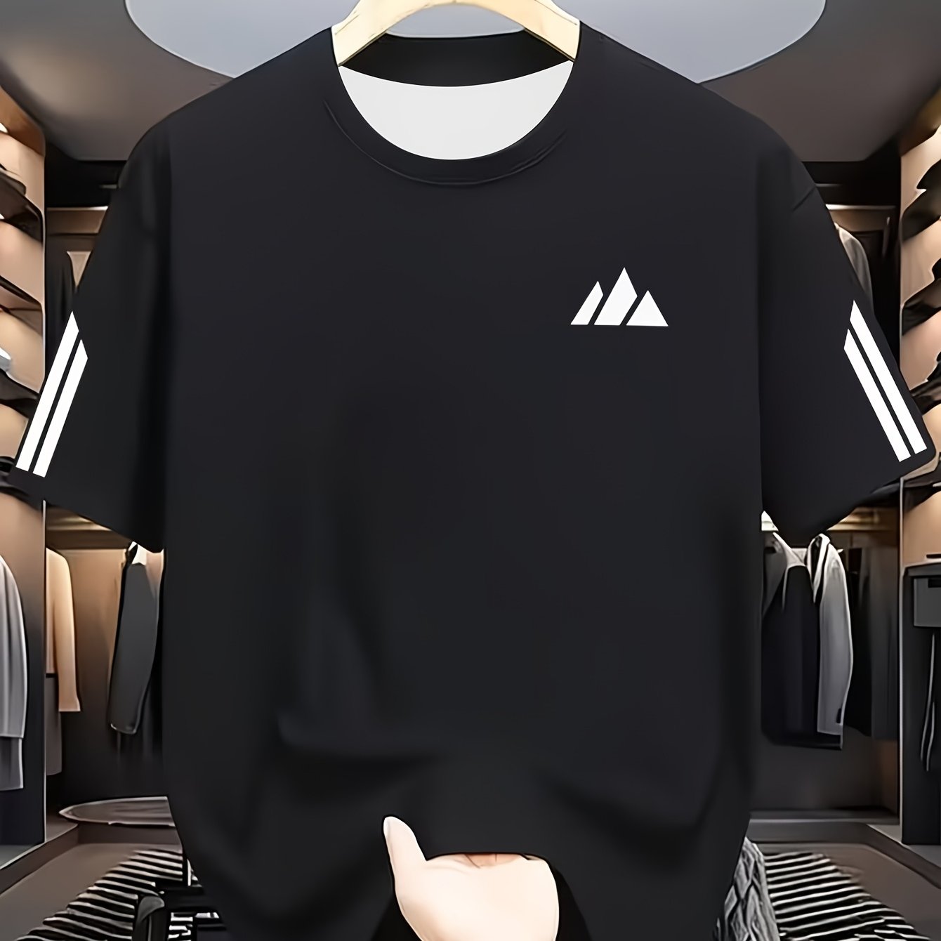 TEMU Men's Fashion Printed T-shirt - Simple Casual Crew Neck Short Sleeve Tee, Machine Washable Summer Apparel, Suitable For Summer And Wear, Ideal