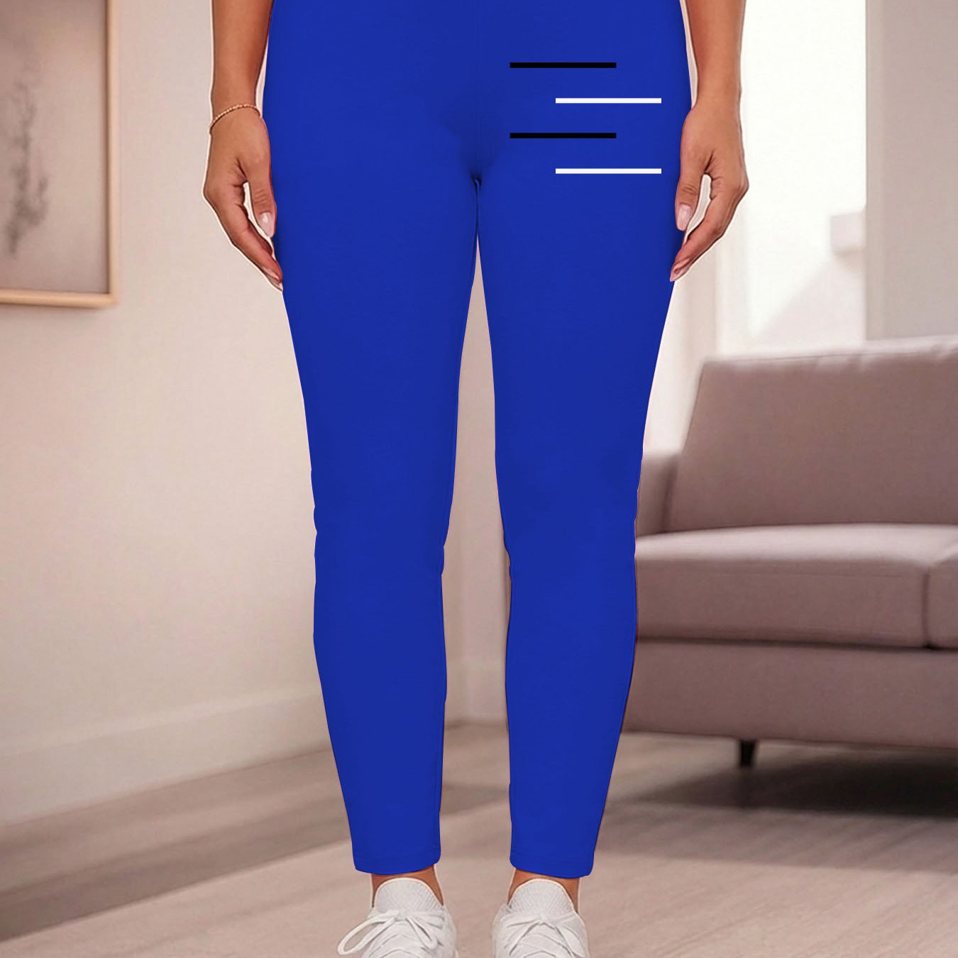 TEMU Black And White Casual Pants Women's Slim-fit Leggings Plus Size Sports Trousers Ii 961