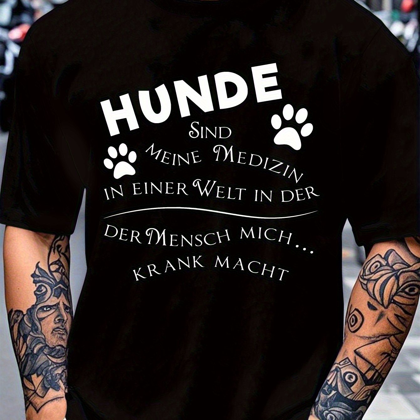Funny German Dog Owner Saying & Paw Print T-shirt For Men - Light Grey Relaxed Fit Tee With German , Casual Shirt For Pet Lovers, Machine Washable Casual Attire