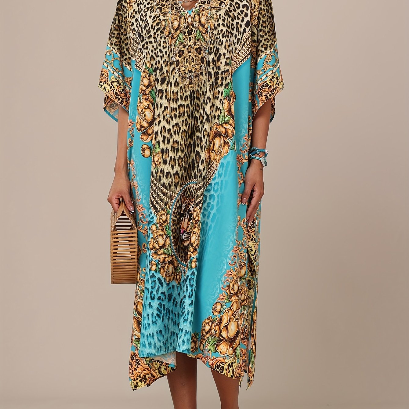 Women's Kaftan Dresses, Colorful Print Caftan, Bathing Suit Cover Ups Beach Dresses