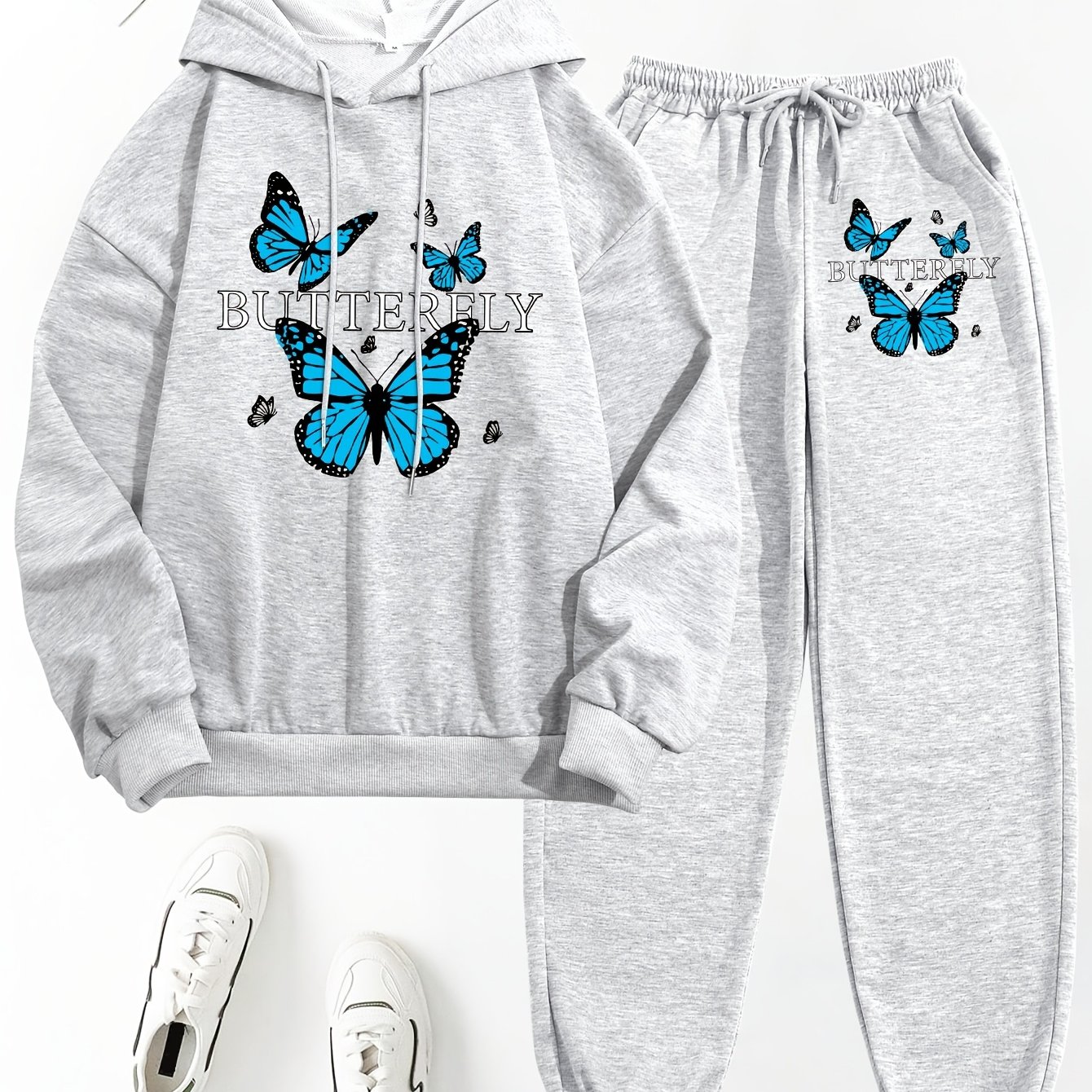 TEMU Women's 2pcs Set, Printed Hooded Top And Pants Set, Women's Clothing