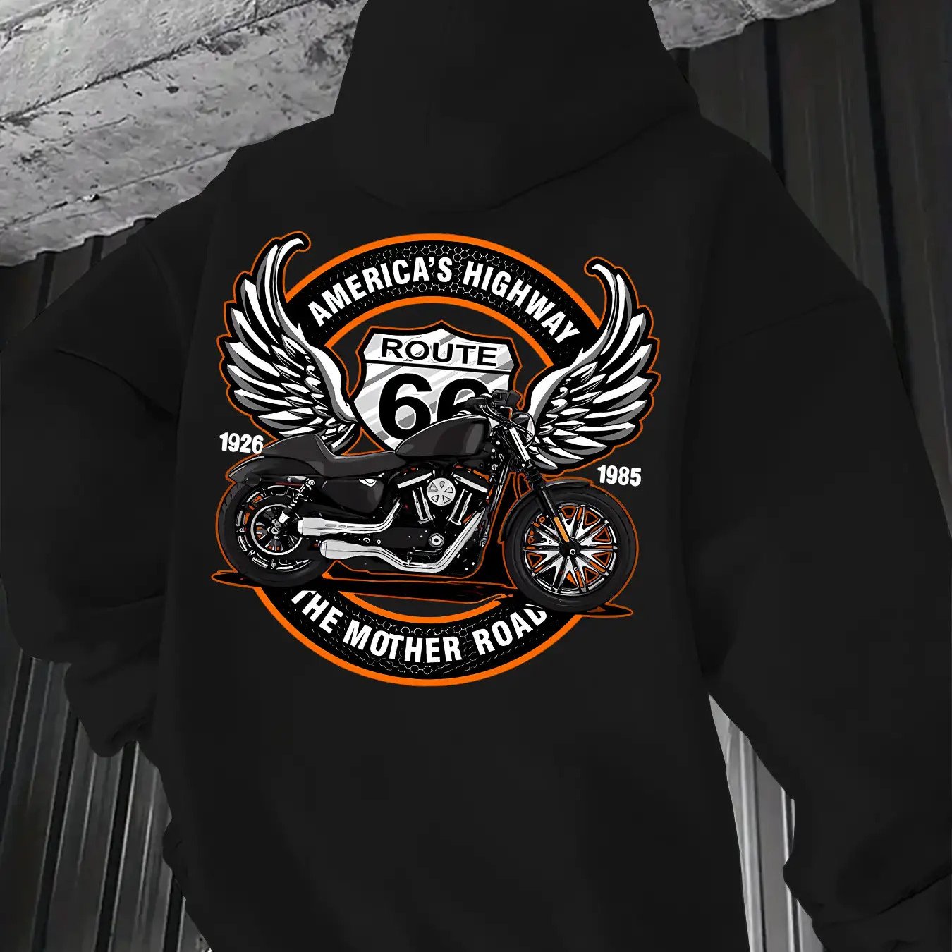 Men's 66 Motorcycle Hoodie | Graphic Pullover With Kangaroo Pocket, Spring/fall Casual Wear, Comfortable & Washable, Crew Neck, Regular Fit