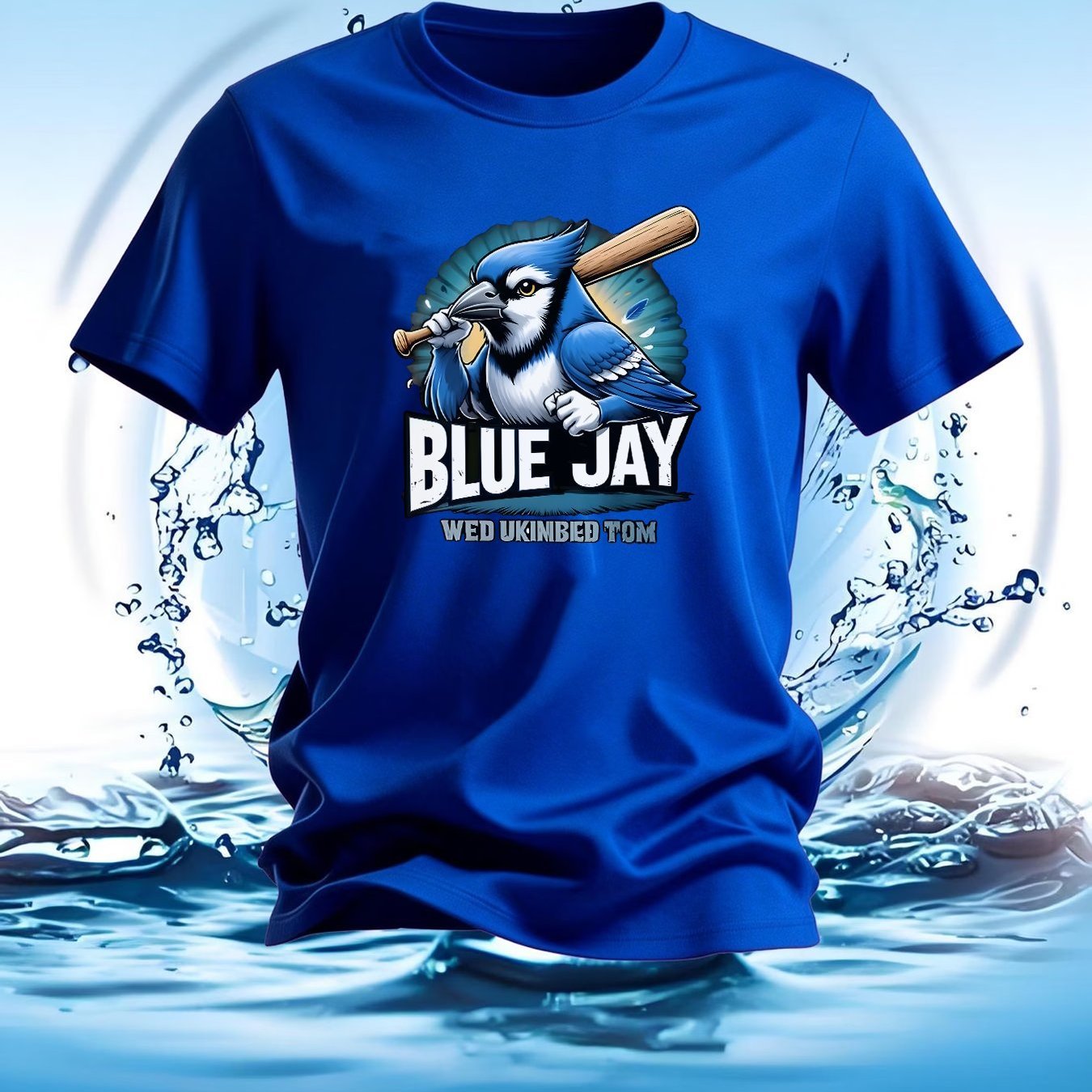 TEMU T-shirt décontracté pour homme, style , avec imprimé graphique sportif de bleu de dessin animé avec couronne et batte de baseball, vêtement