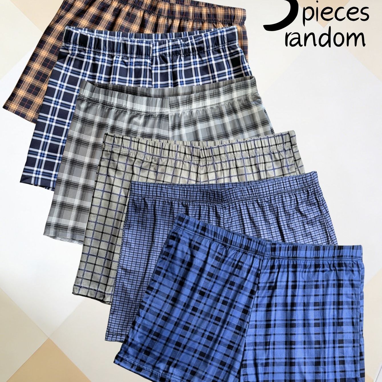 TEMU Set Of 3 Random Men&;s Checkered Lounge Shorts Made From And Breathable Material, Stylish And Easy Men&;s Underwear, Breathable Comfortable