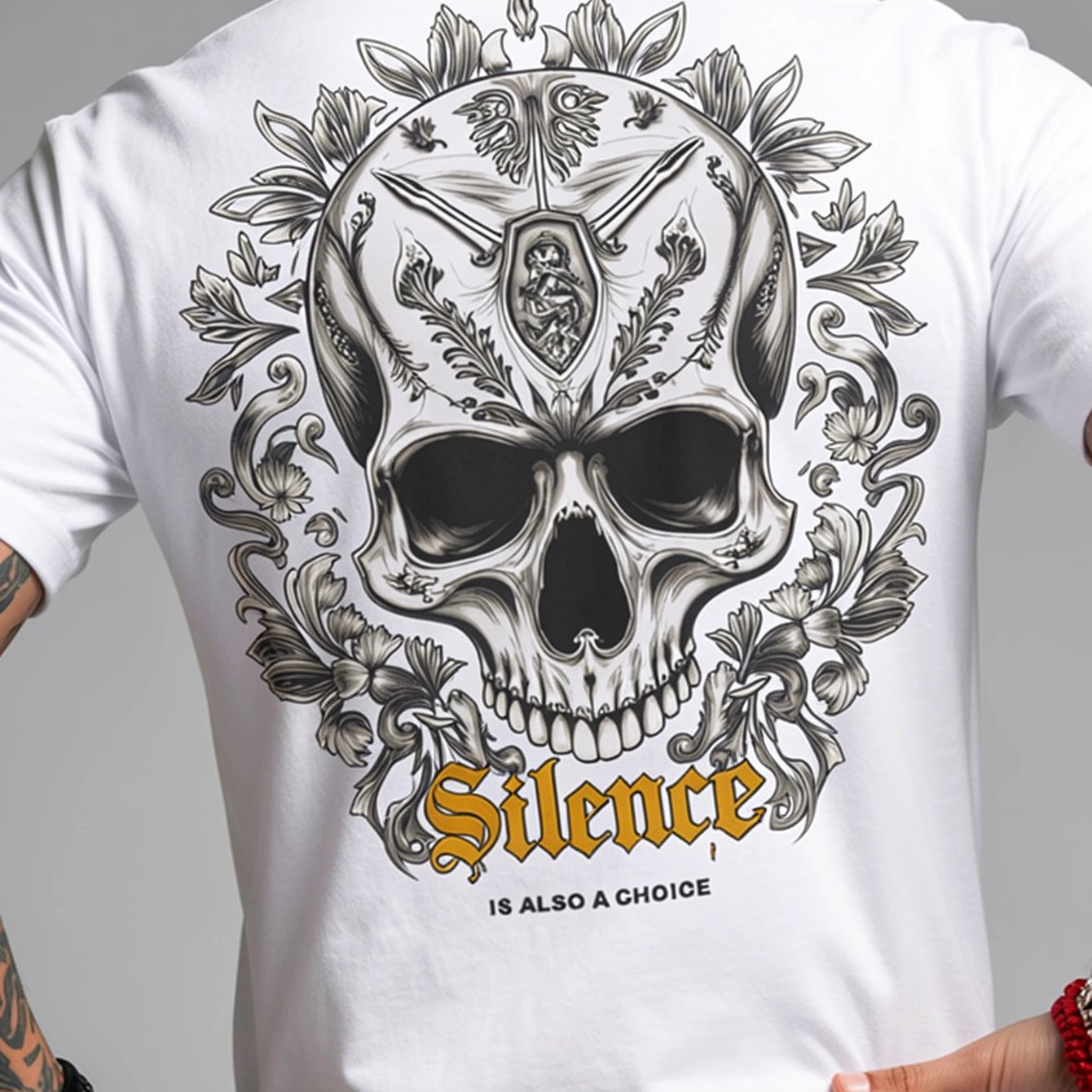 Men's ' Is A ' Gothic Slogan And Skull Graphic T-shirt - Loose Fit With Print, Comfortable Round Neck Casual Wear Suitable For Music Events And Urban Outfits