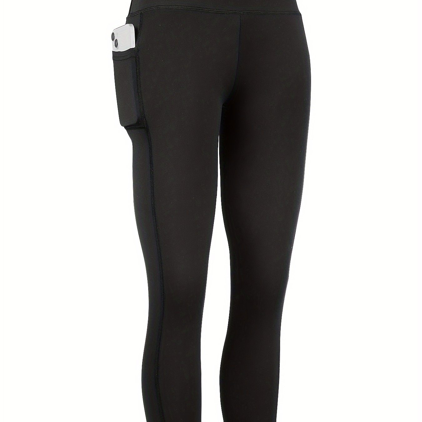 TEMU 1pc Women's High-waist Yoga Pants - Non-see-through Tummy Control Leggings With Side Pockets, Stretchy Fitness Workout Pants, Suitable For Gym,