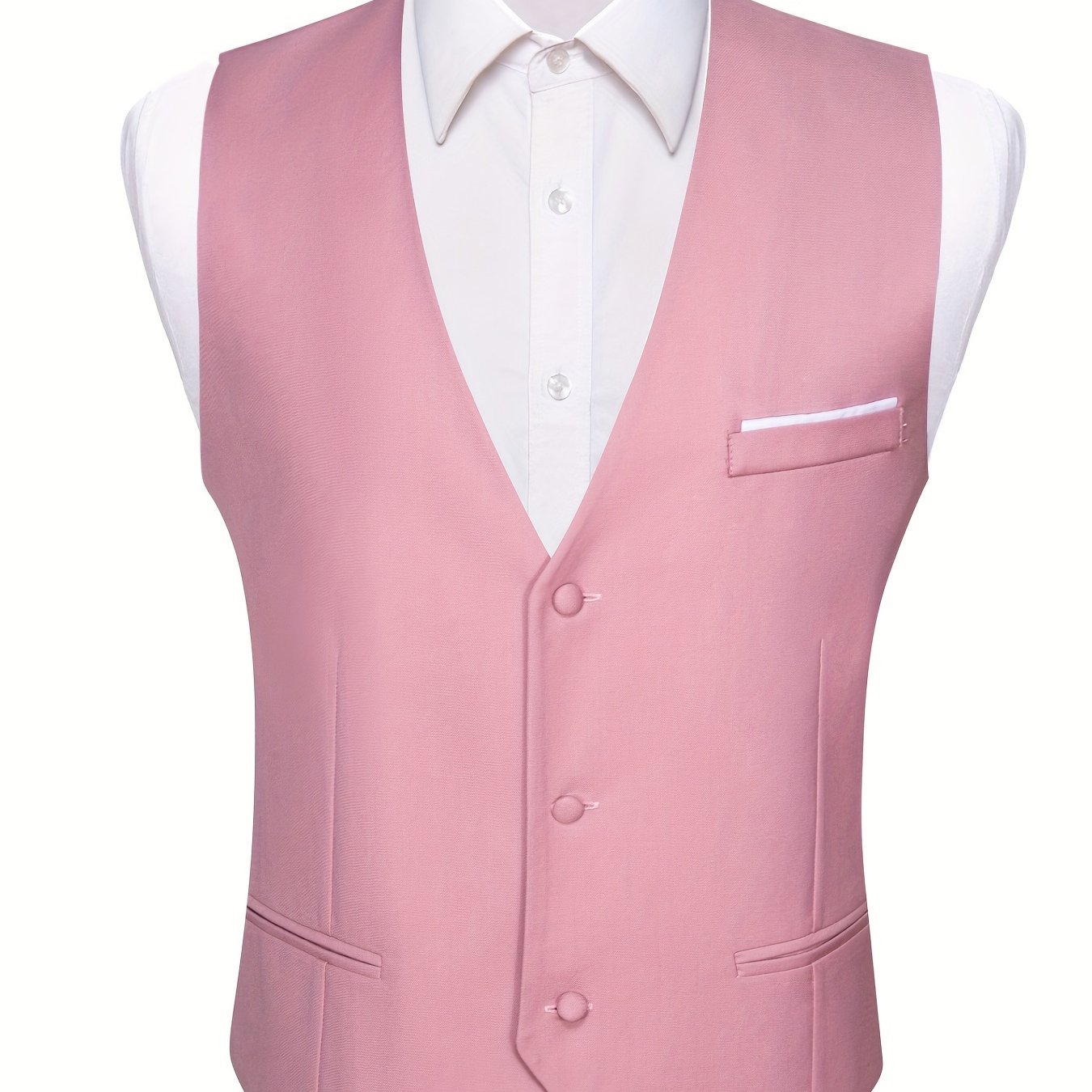 Plus Size Men's V-neck Suit Vests Slim Fit Business Dress Vest Waistcoat, Plus Size