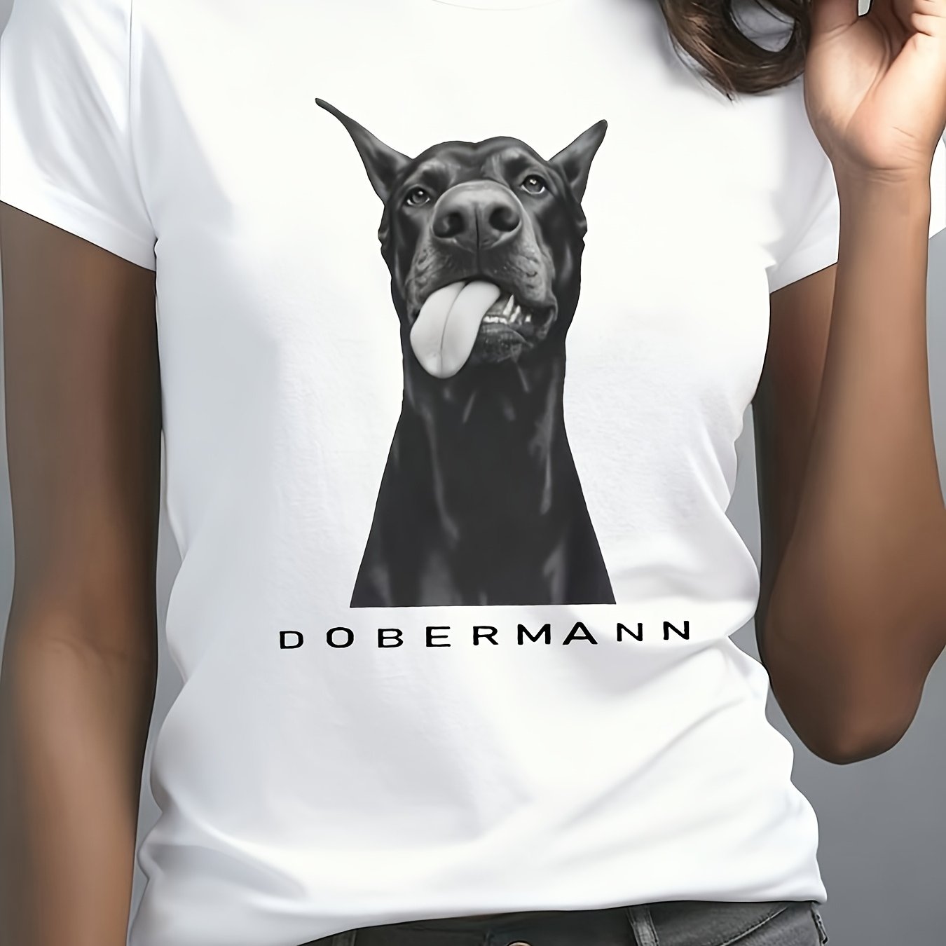 TEMU T-shirt con stampa 2D: Non Denim, Non Perle, Non Abiti + T-shirt da donna con motivo DOBERMANN Y2K per il Capodanno 2026