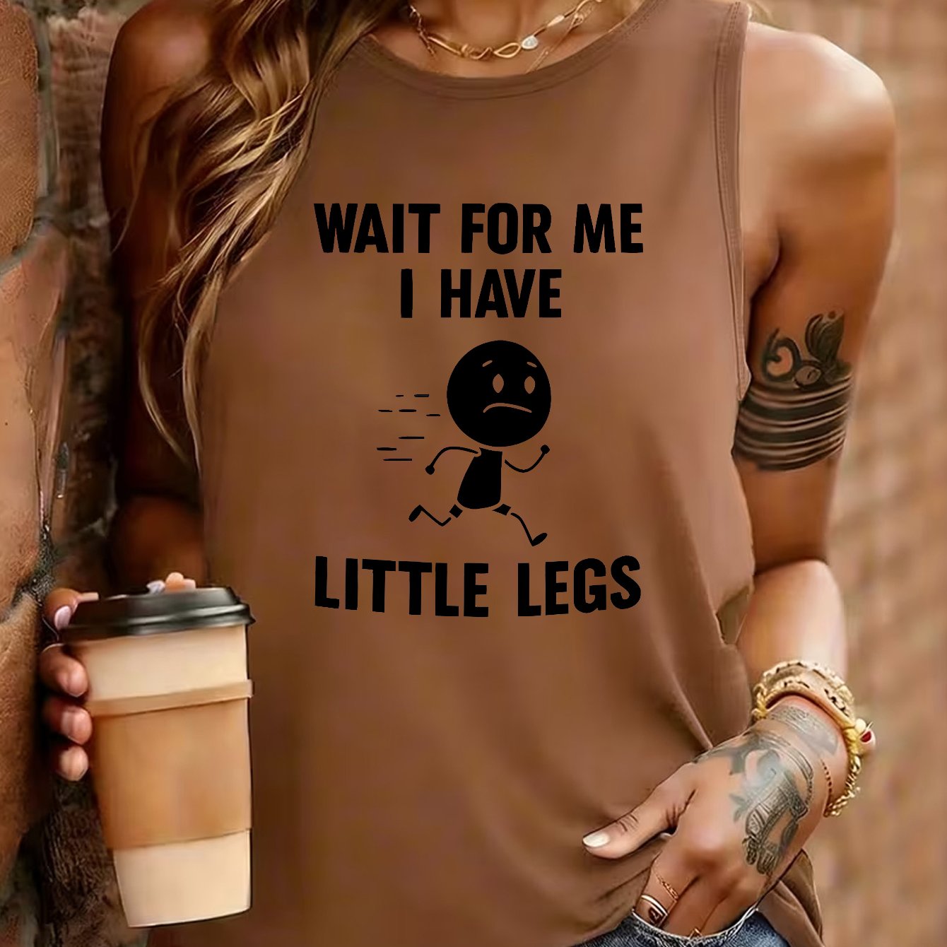 TEMU Y2k, 90s Soft Comfortable Summer New Arrival " I Have Little Legs" Fun Cartoon Athletic Tank Top Women