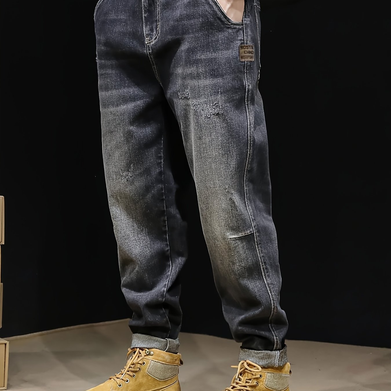 Men's Jeans, 6807# Black-gray