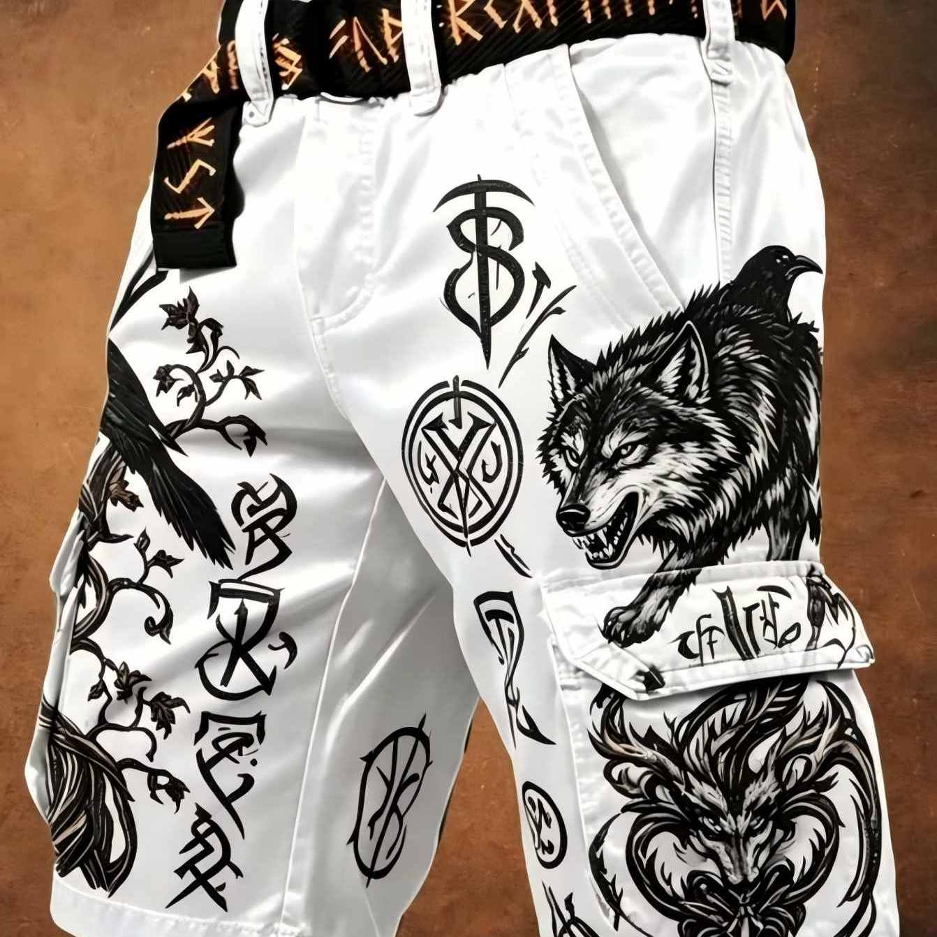 Men's 3d Printed Cargo Shorts (no Belt), Patterned Multi-pocket Style Y2k Style Summer Shorts