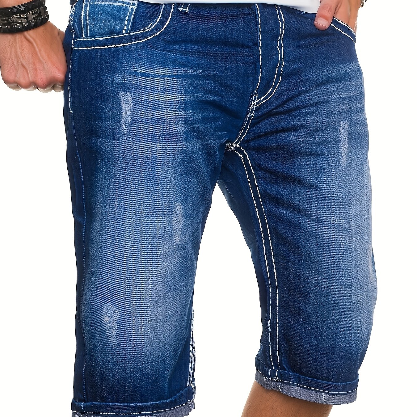 Men's Plus Size Denim Shorts, /summer , Stretchy And Comfortable, Plus Size