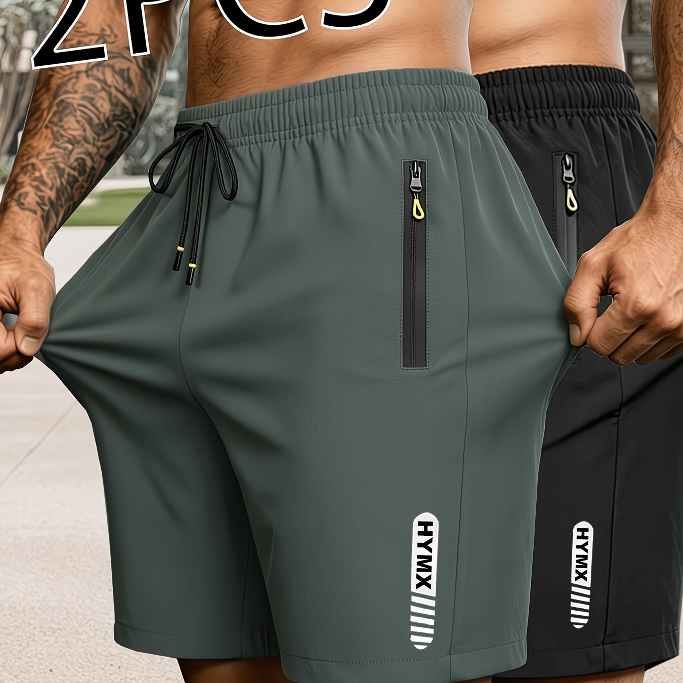 TEMU 2pcs Men's Ultra-thin Drawstring Sports & Casual Shorts, Multiple Colors . Summer Cool Lightning-style Casual Pants, Comfortable And Breathable.
