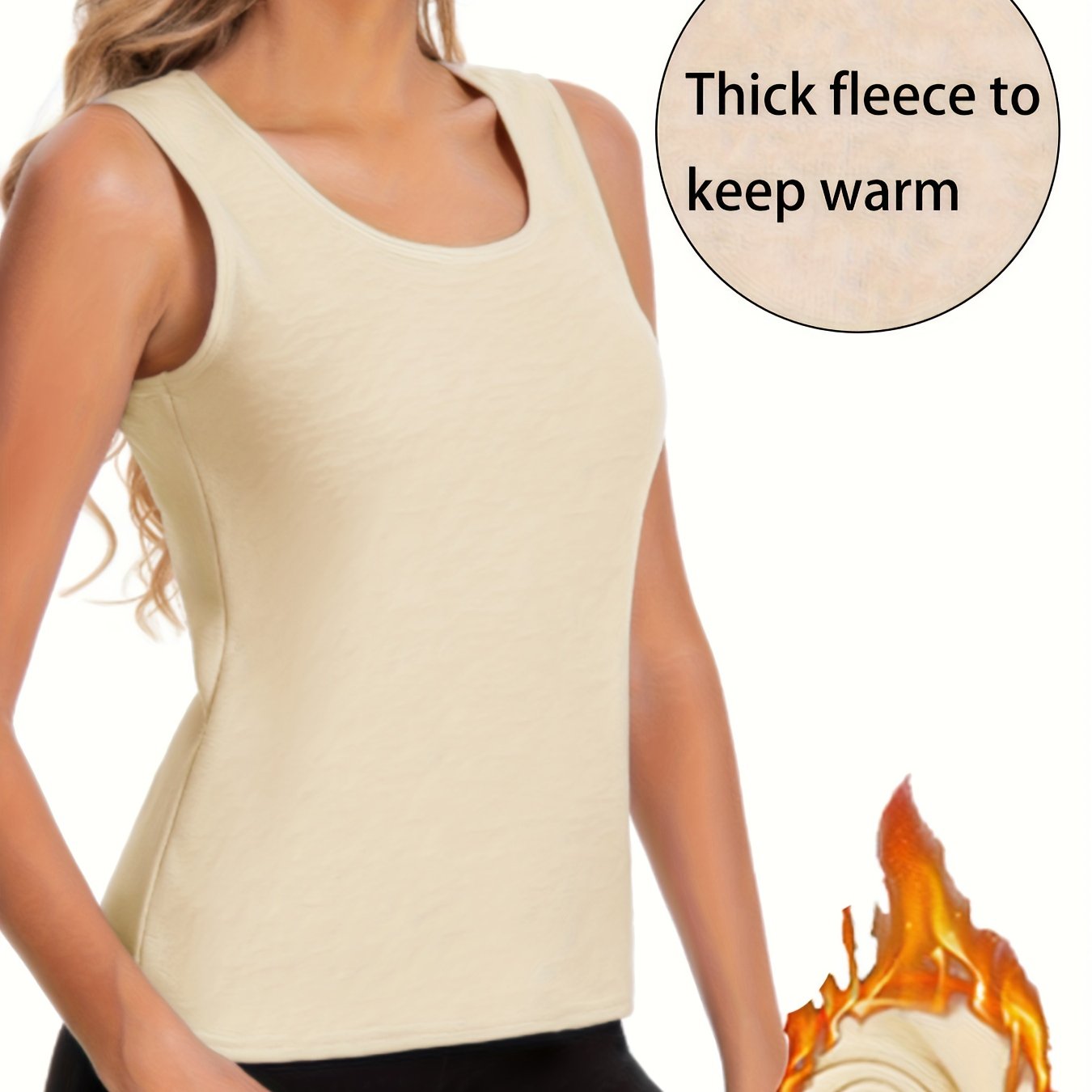 TEMU 1pc Warm Vest, Comfortable Vest For Indoor And Outdoor Wear, Base Layer Vest, Nylon Elastane, Apricot, Black, White