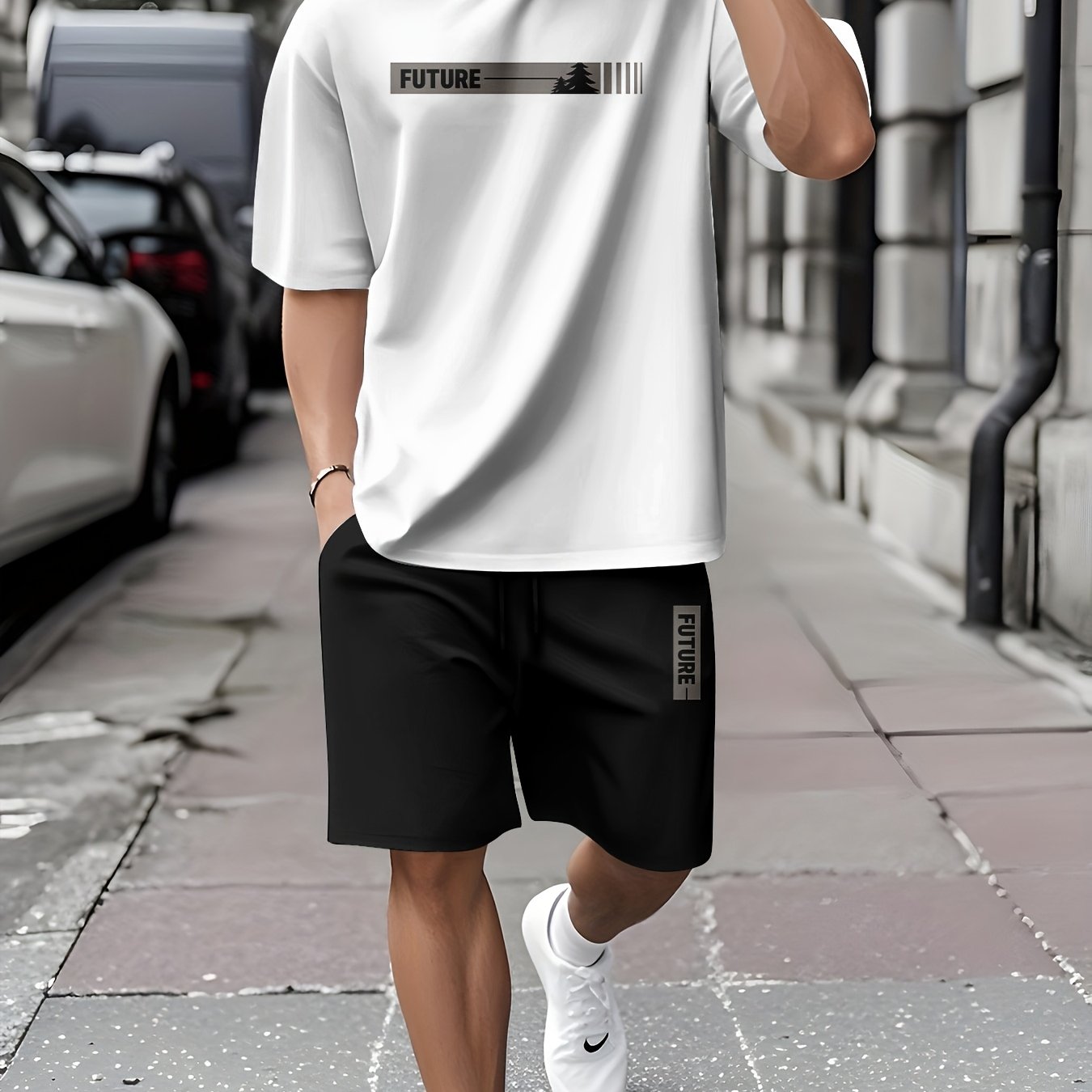 TEMU Men's Summer Round Neck Short Sleeve T-shirt And Shorts 2pcs Set