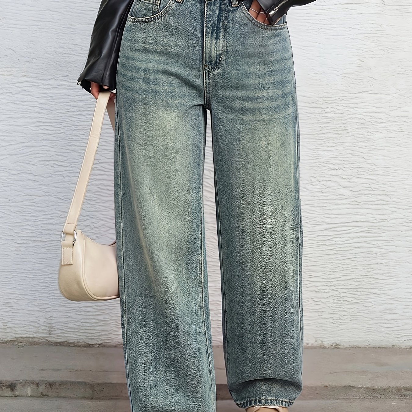 Image of Women's Straight Leg Pants Slim Fit Wide Leg Jeans