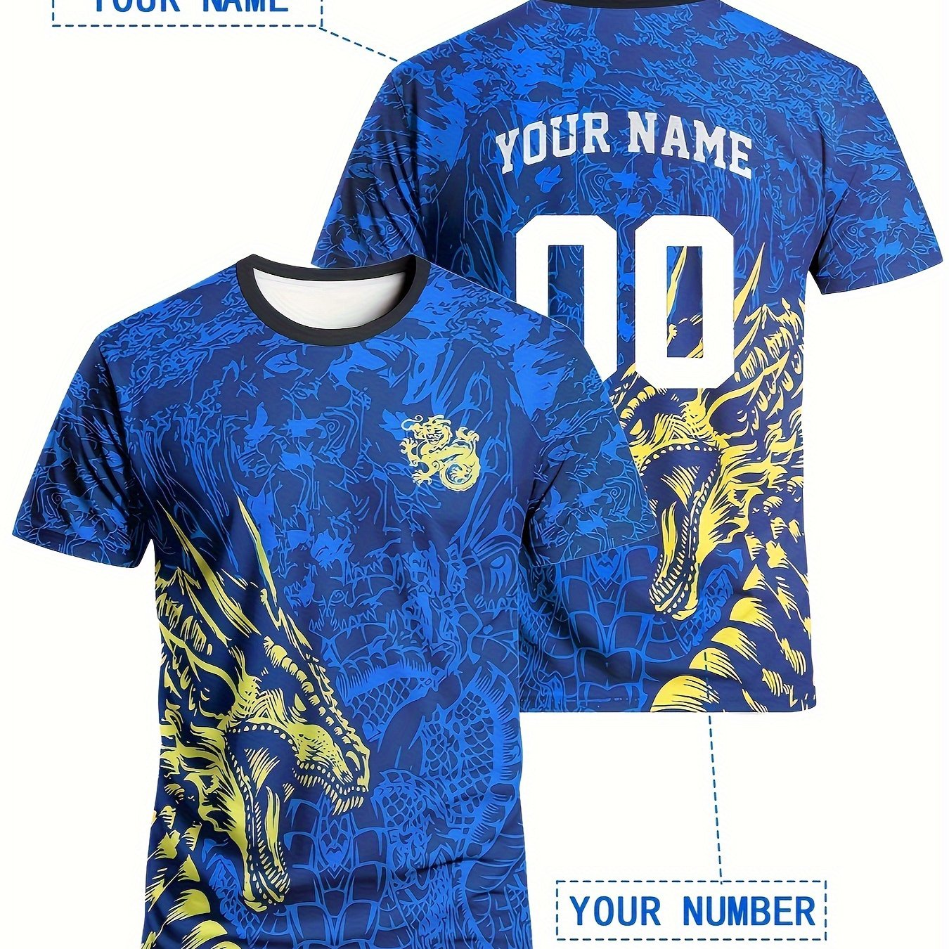 TEMU Men's 2026 Football Jersey With Name & Number - Breathable Suitable For Training, Matches, Gifts | Machine Washable Crew Neck Soccer Suit For