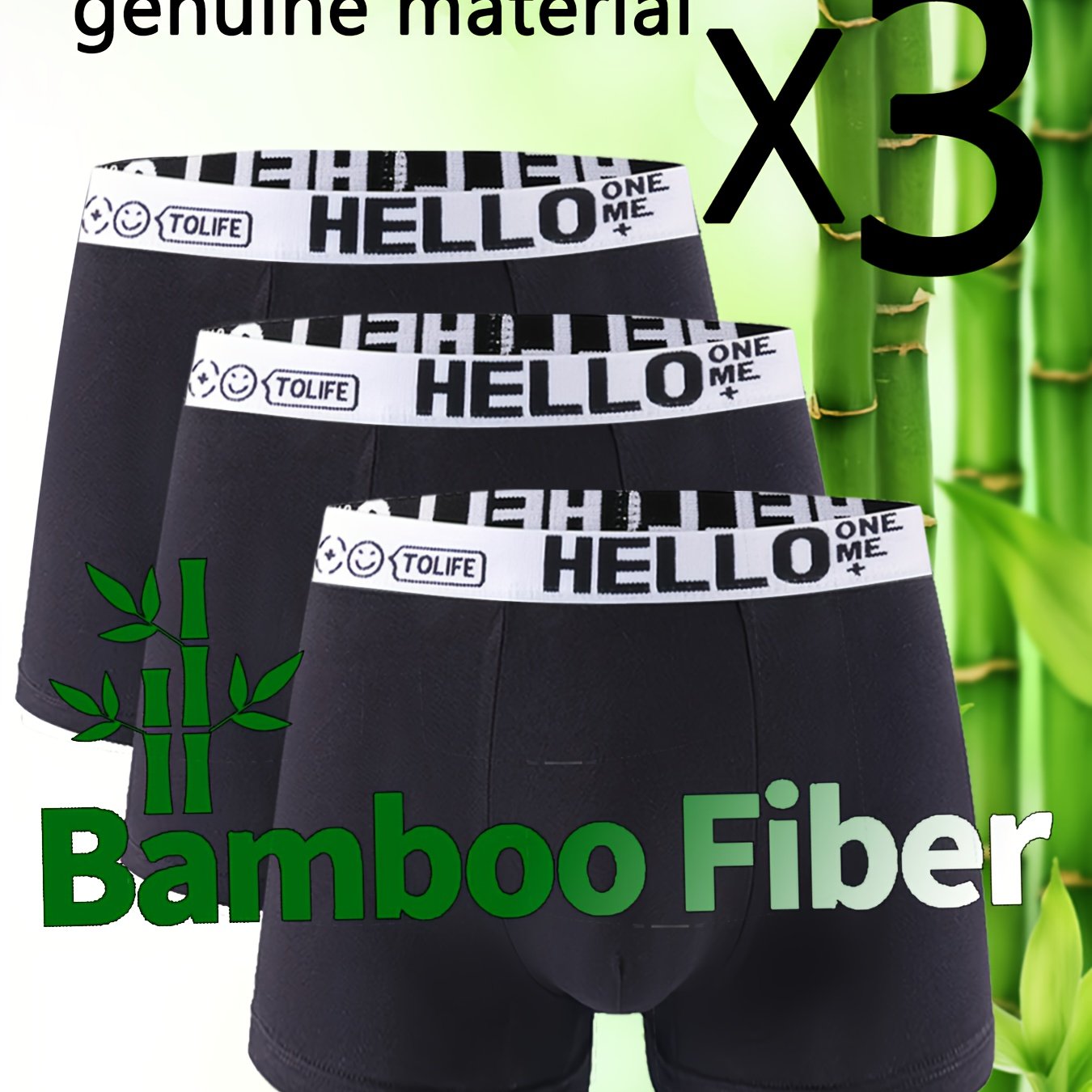 TEMU 3 Pairs Of Genuine 95% Bamboo Fiber Men's Underwear, Real Materials That Are Soft, Comfortable, Moisture-wicking, And Breathable. The Bamboo
