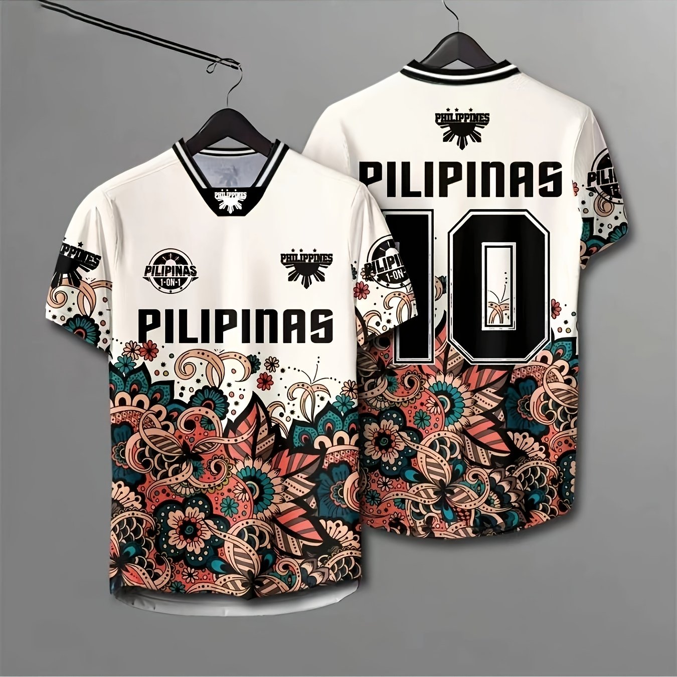 TEMU [printed Design-not Textured] Philippines Men's Soccer Jersey, Quick-dry Athletic Short Sleeve T-shirt | Men's Sports Top/fabric With Sheerness