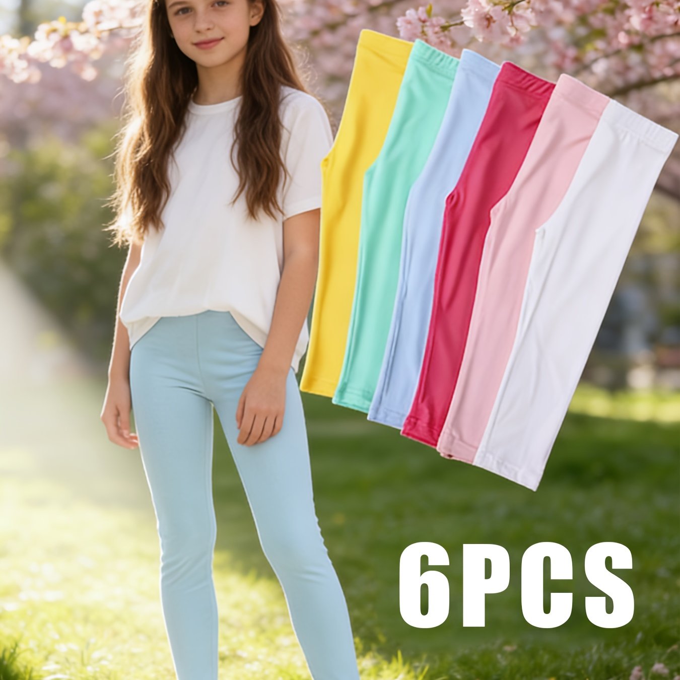 6pcs Girls' Stretchy Leggings, , New Arrival, Essential For Seasonal Change, Soft And Skin-friendly Children's Tights, Daily Wear Style, Item Runs Small, Please , Autumn Essentials