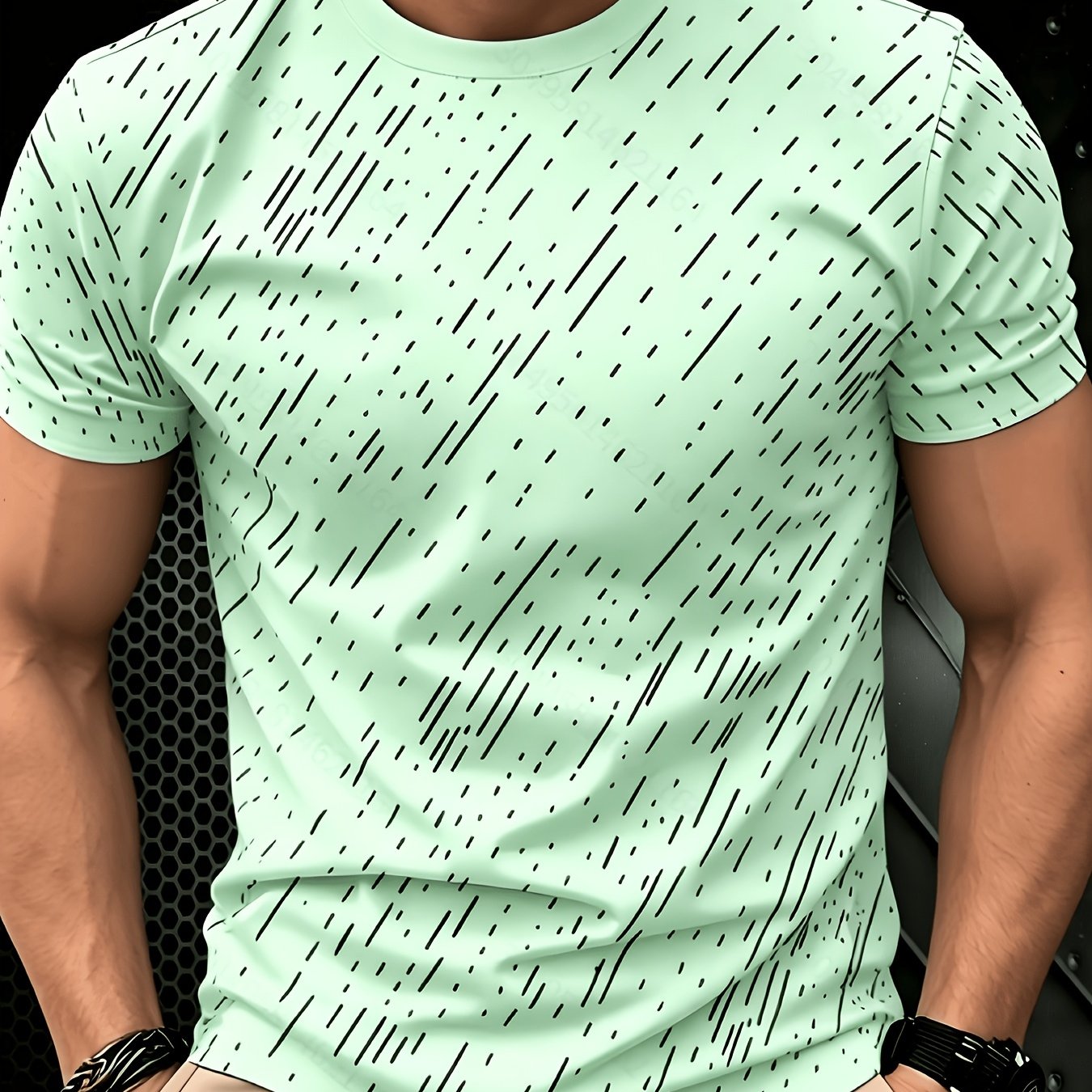 TEMU Men's Black Twill T-shirt - Short-sleeve Round Neck Suitable For Commuting & Casual Attire, Breathable -friendly Fabric, Machine Washable Casual