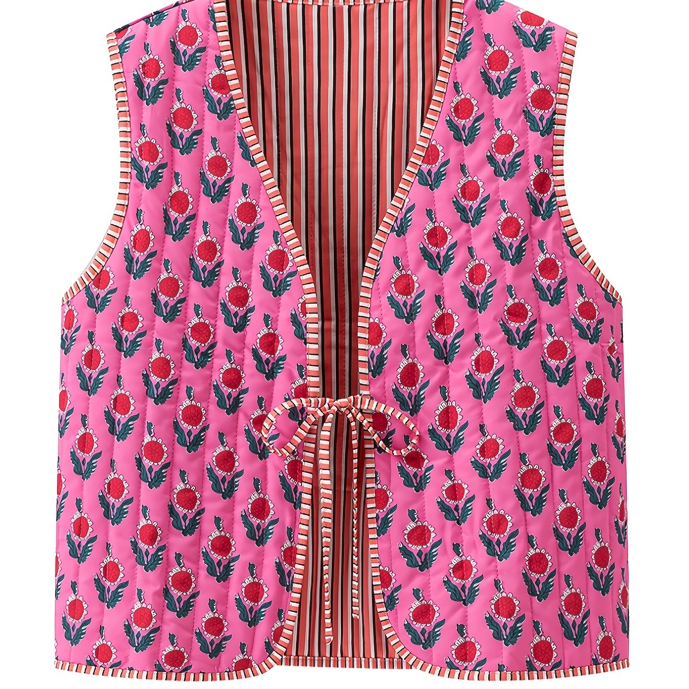 TEMU chaleco holgado estampado versátil de cuello en V para mujer, estilo de moda europeo y americano