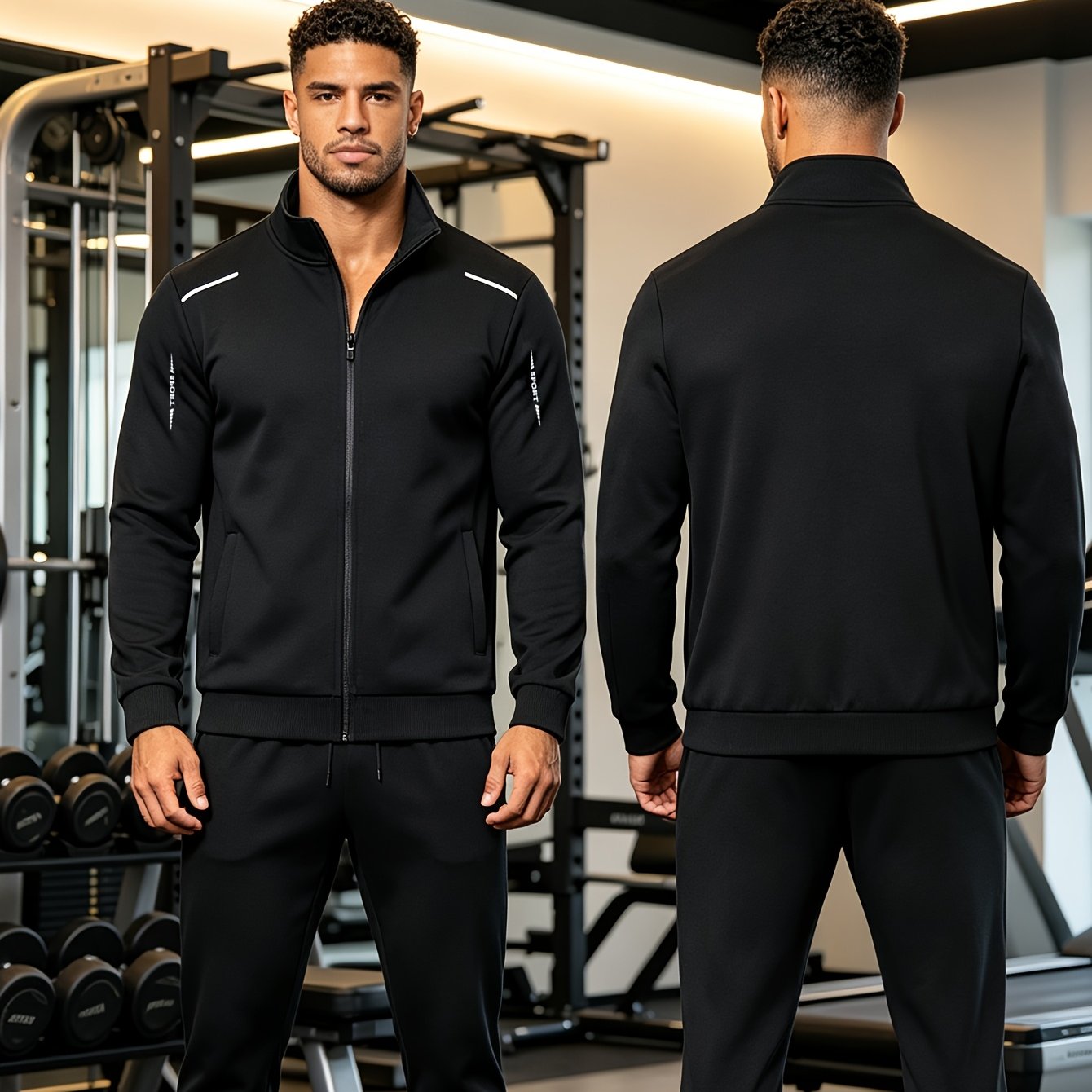 TEMU Ensemble de sport pour homme printemps/automne, cardigan ouvert à col montant