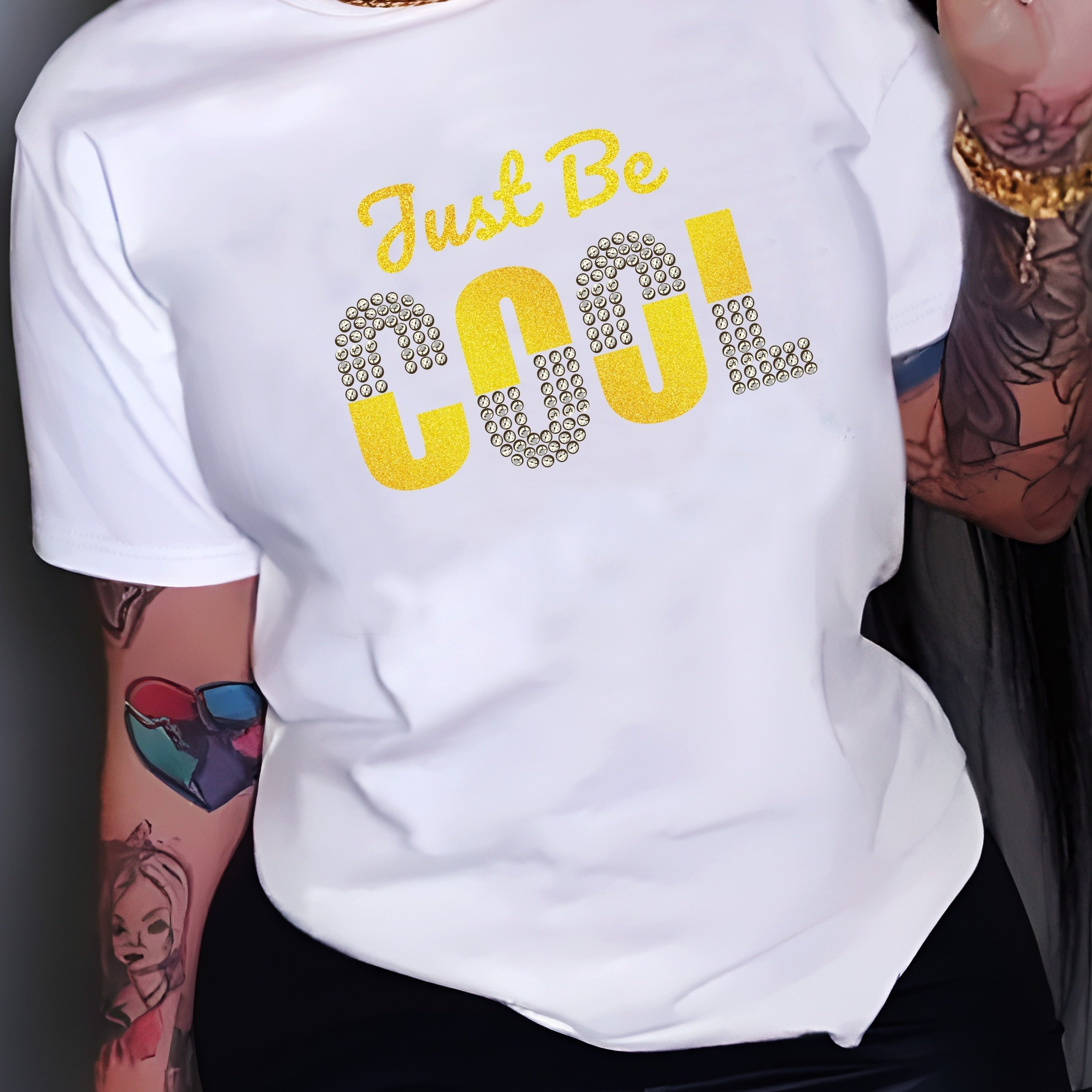 TEMU Graphic T-shirt For Women With ' Cool', Featuring Neck, Short Sleeves, And Made From Breathable And Soft Material, Perfect For Casual Wear And