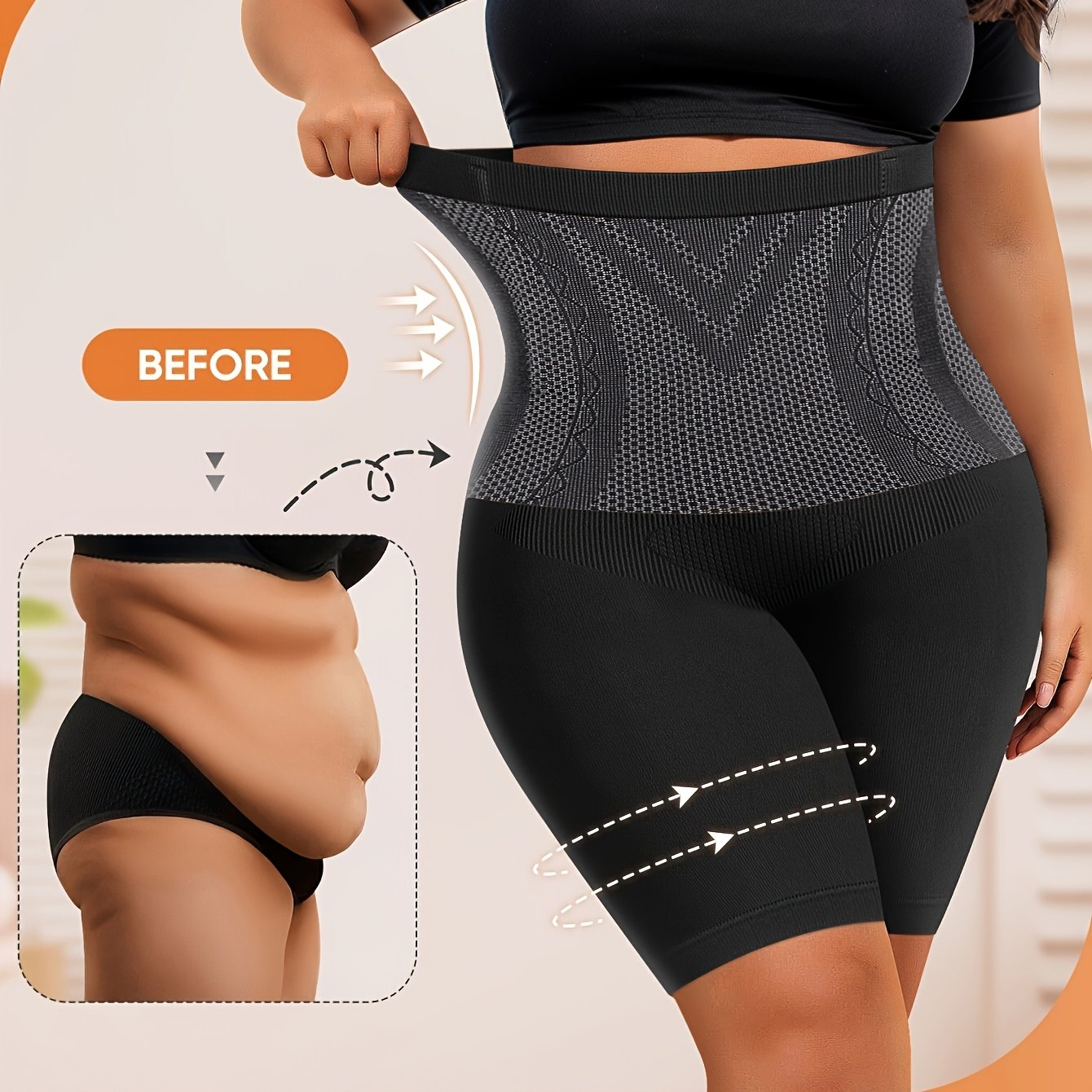 Plus Size Women's High-waisted Tummy Control Shaping -lifting Seamless Underwear, Boxer Briefs And Briefs