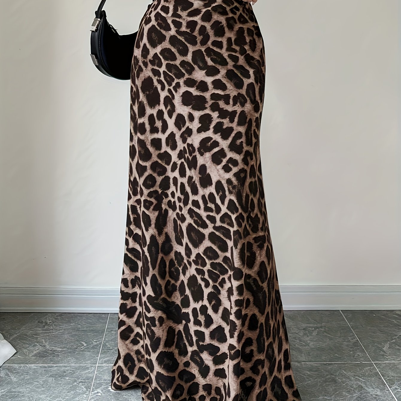 TEMU Spring Summer Autumn Women's Elegant Smooth Fashion Leopard Skirt Single Piece
