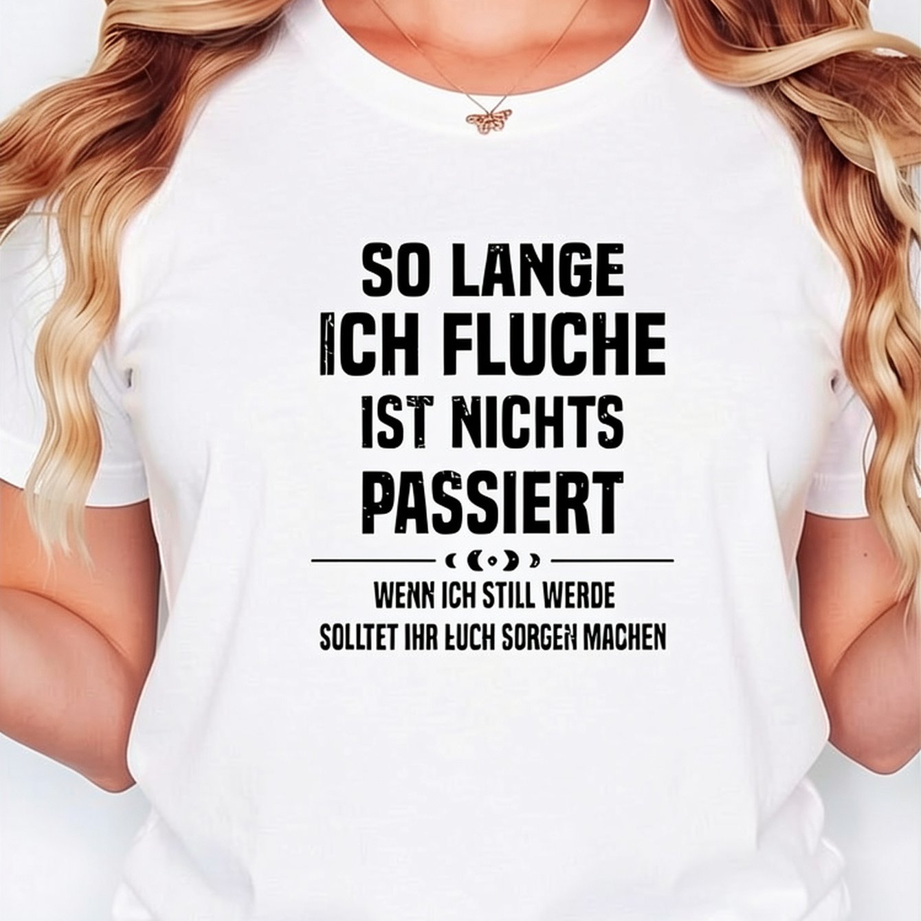 Image of Women's Fashion Trendy Tee - So Lange Ich Fluche Ist Nichts Passiert Funny Mood Print, Comfortable Casual Top