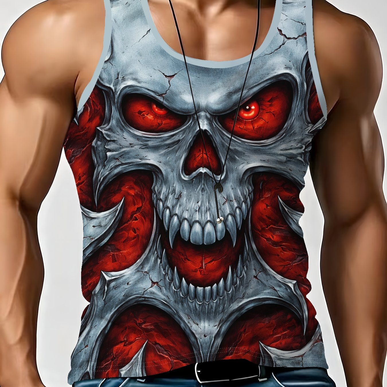 TEMU Men's Loose- Tank Top, Summer Fitness Sleeveless T-shirt, Printed Vest