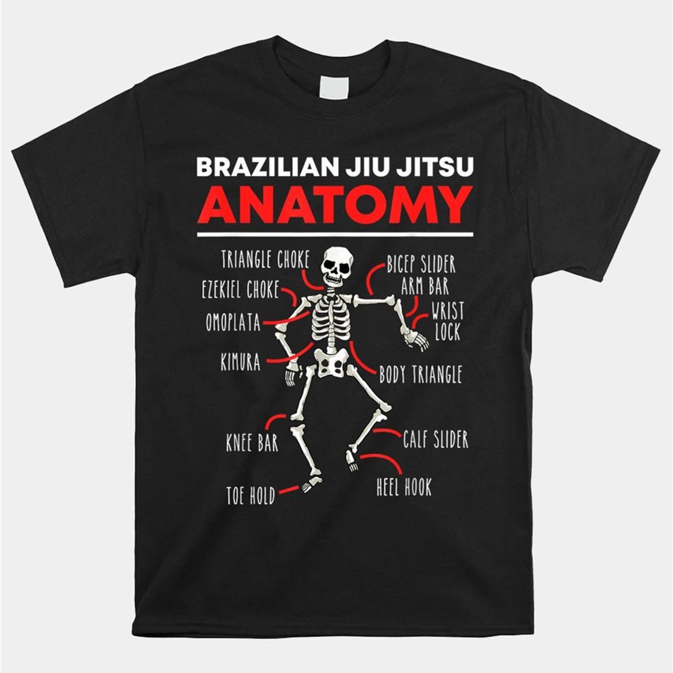 TEMU Brazilian Jiu Anatomy Skeleton Shirt 2024 Men's Casual Short-sleeved T-shirt 220g