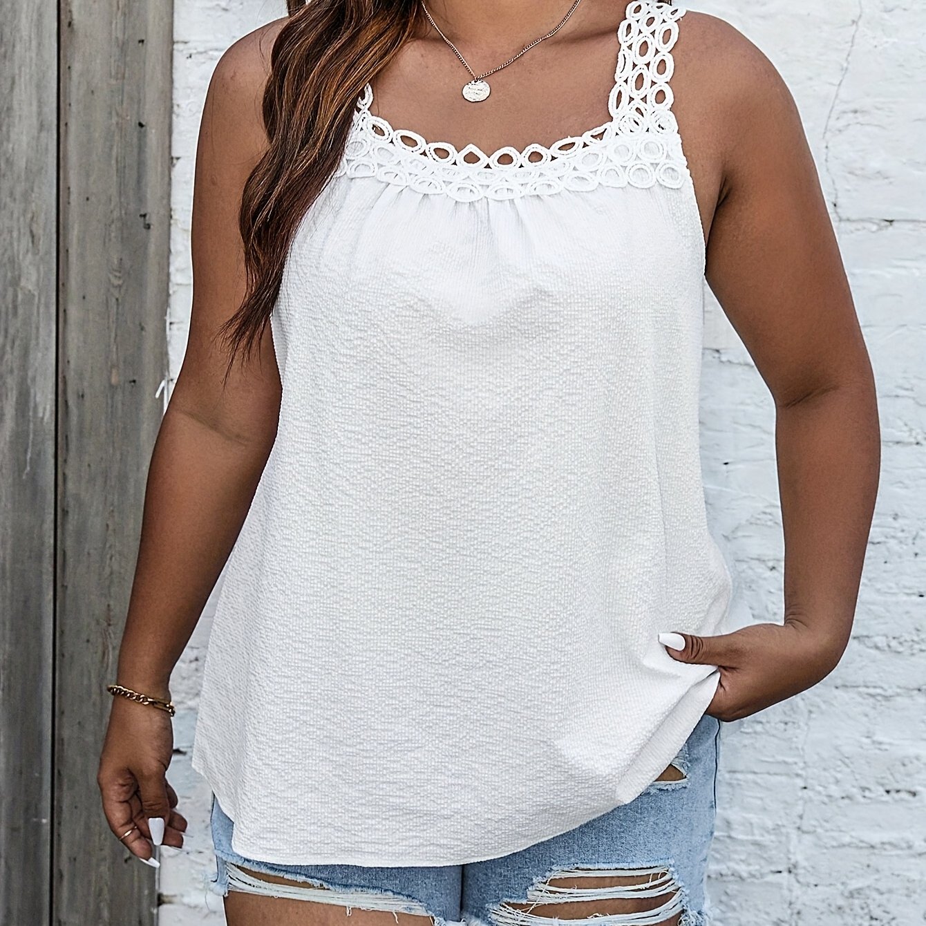 TEMU Plus Size, Summer Plus Size Women's Camisole Top