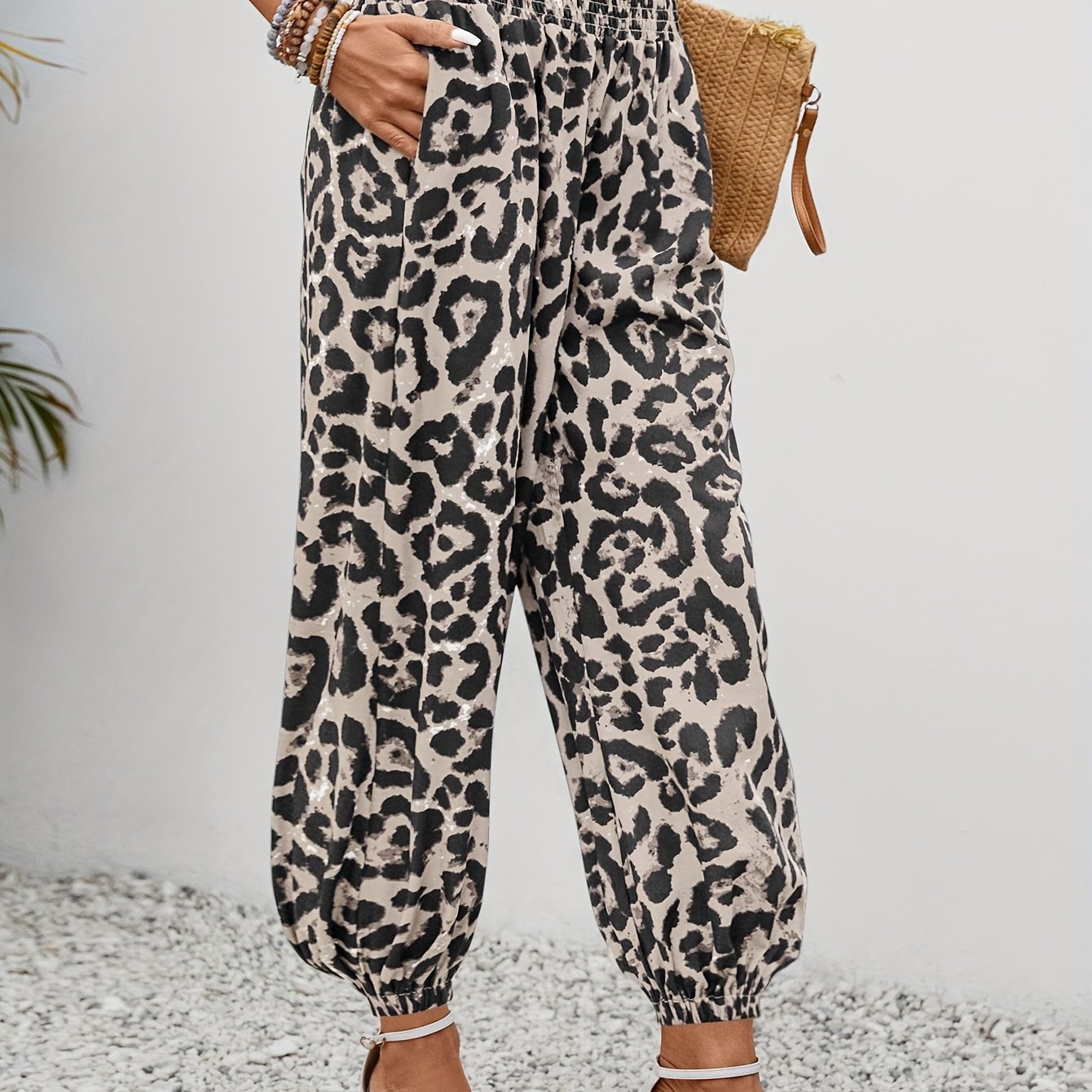 E-shop Damen-Langenhose mit Leopardenmuster, modische, locker geschnittene Freizeit-Jogginghose mit versteckten