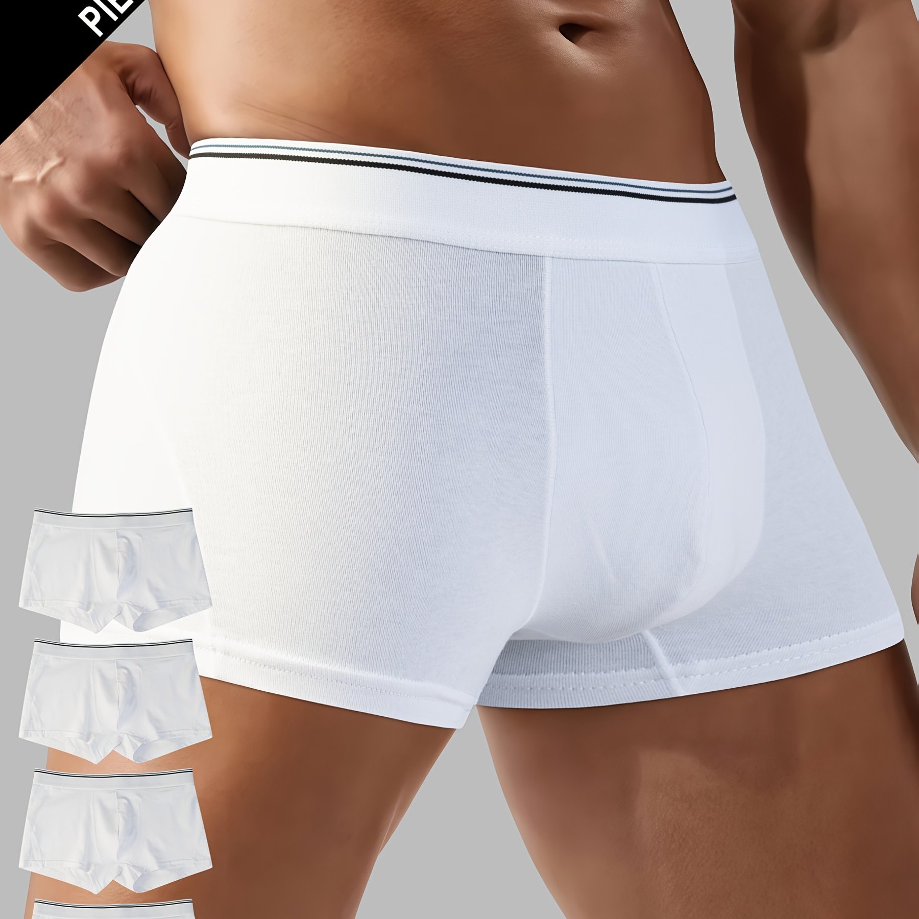 Image of Striped Comfortable Breathable Underwear, Youth Men's Boxer Briefs, Fashionable New Striped Boxer Shorts For Boys, No Opening Design