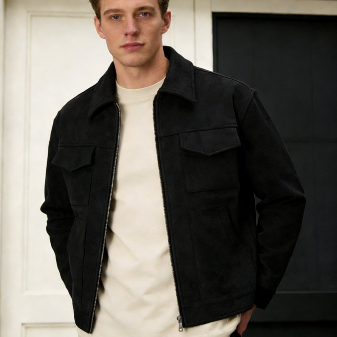 TEMU 2026 Spring/autumn New European And American Men's Lapel Jacket, Commuting Party Date Coat, Workwear Style, Simple Outdoor Sports