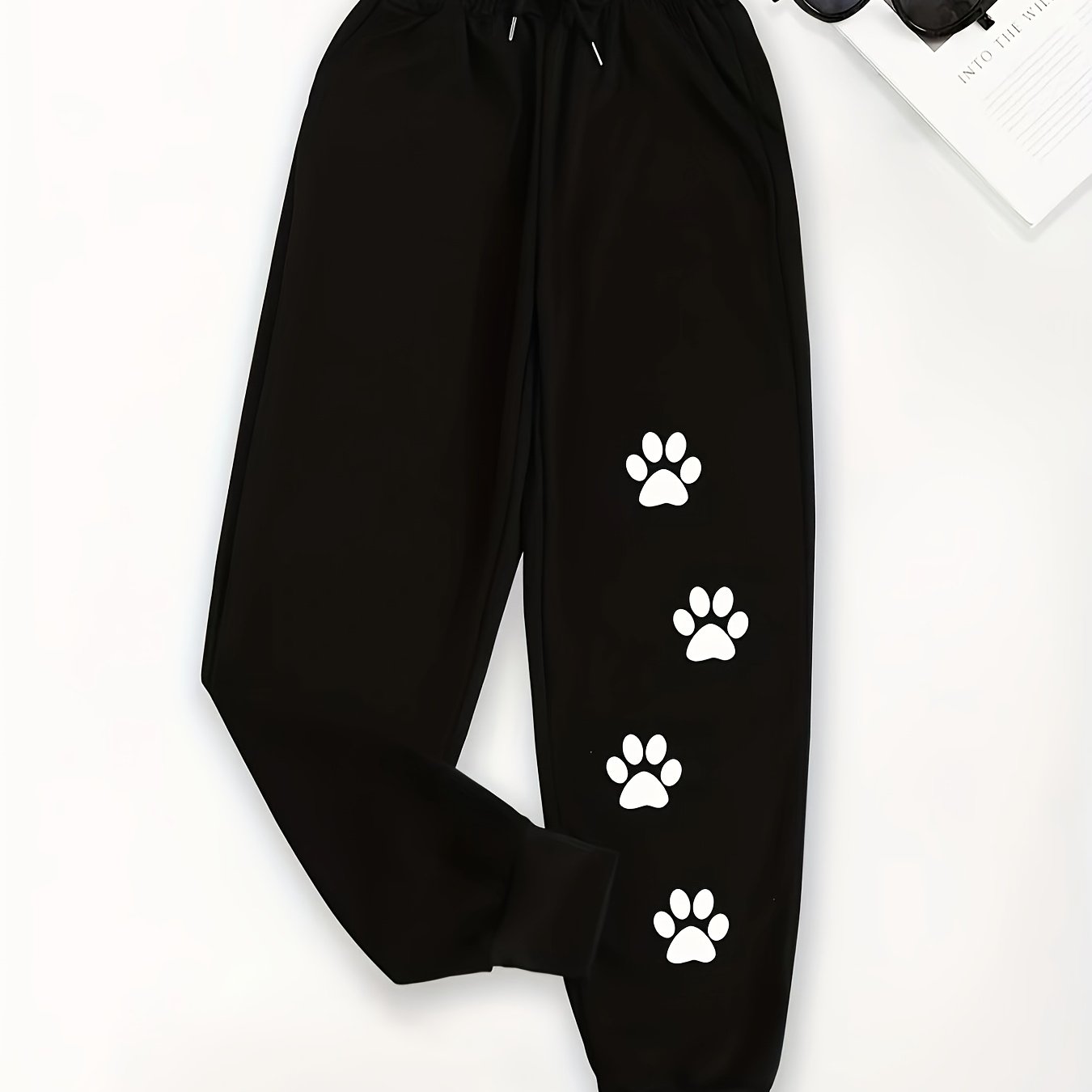 TEMU Graphic Print Trousers, Elastic Waist Casual Pants, Women's Clothing