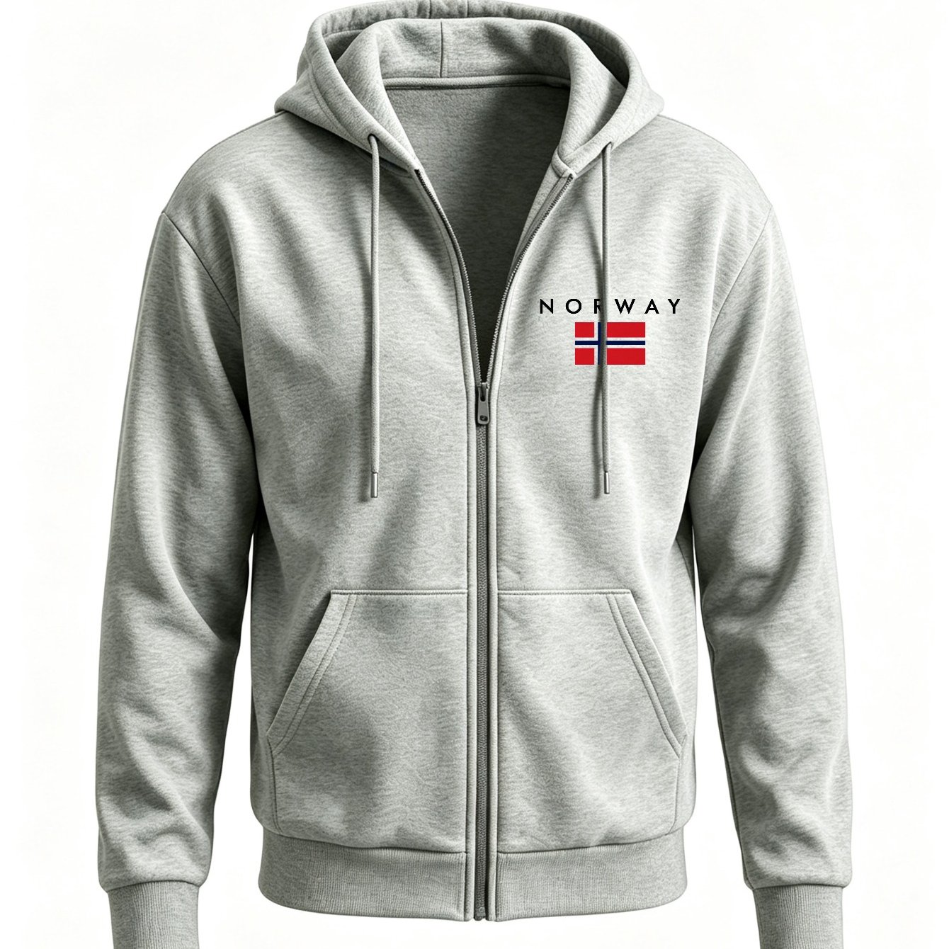 Image of Men' Zip Up Hoodies, Norway Flag Pattern, 2026 's Hooded Sweatshirt Top, Men's Clothing Hoodies, Autumn Winter Men's Outerwear, Shipping