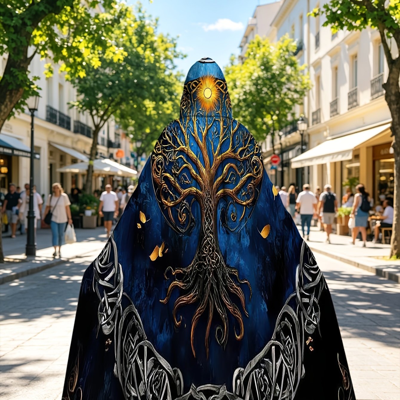 TEMU Cape à capuche 1 pièce Arbre de Vie - Robe à capuche avec imprimé Arbre de Vie, costume 100 % polyester adapté aux fêtes à thème, vacances ,