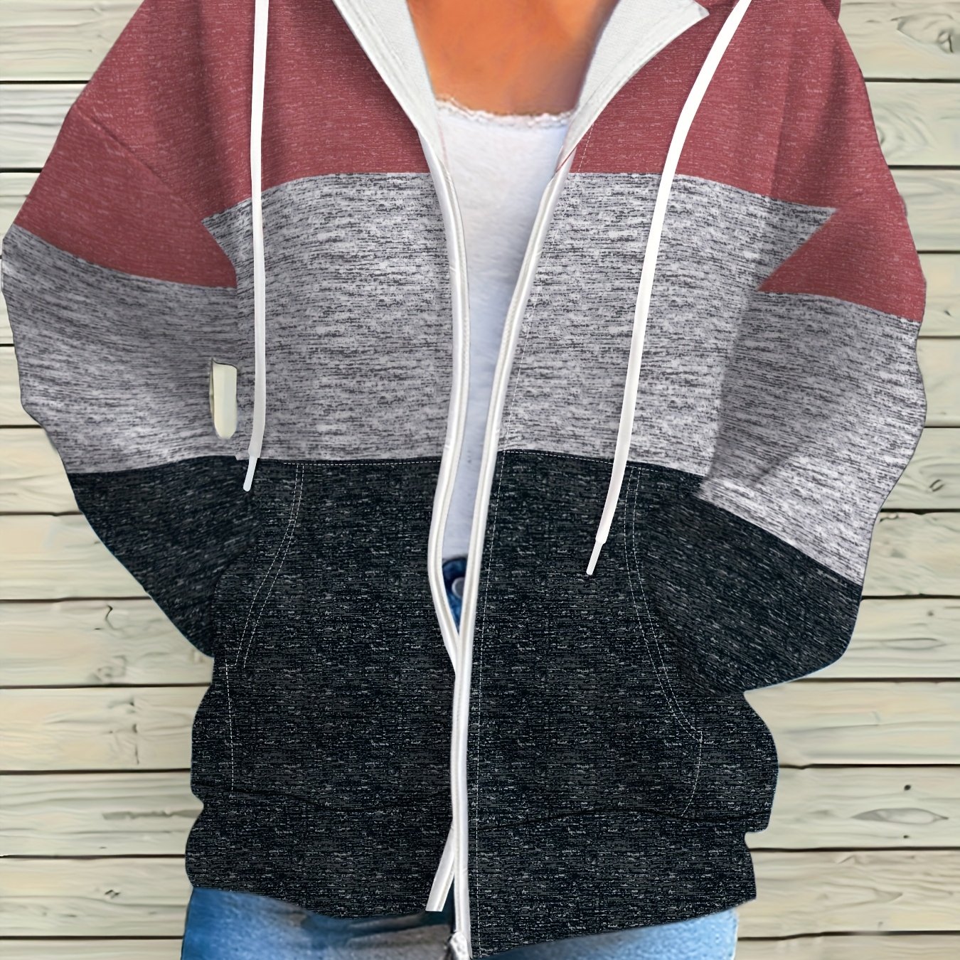 Color-block Women's Hoodie, Ideal For Casual Attire