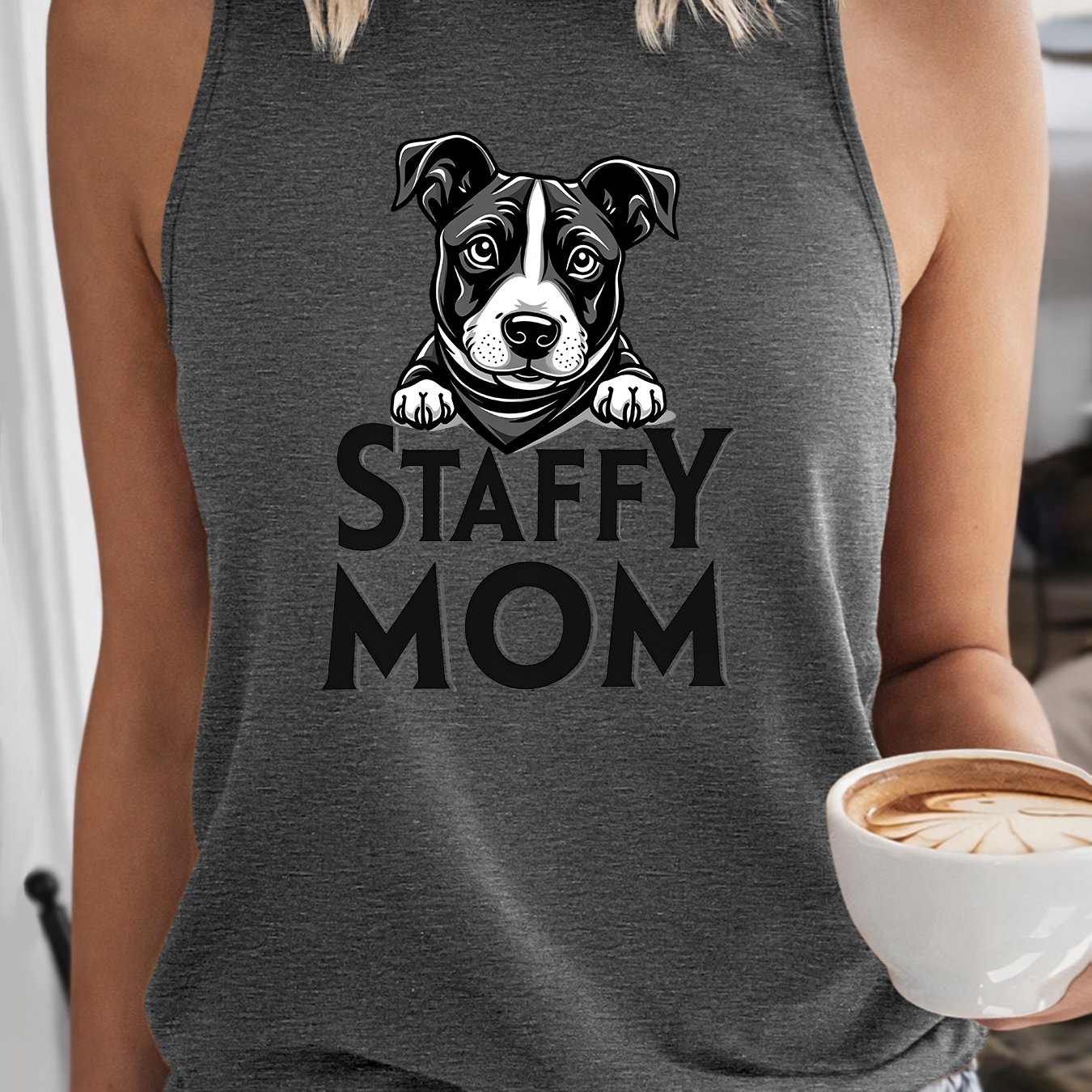 TEMU Staffordshire Terrier Mom Print Vest | Pet Style Sleeveless Top | Pet Owner Women's Summer Clothing | 2026 Summer New Clothing | Elegant Party