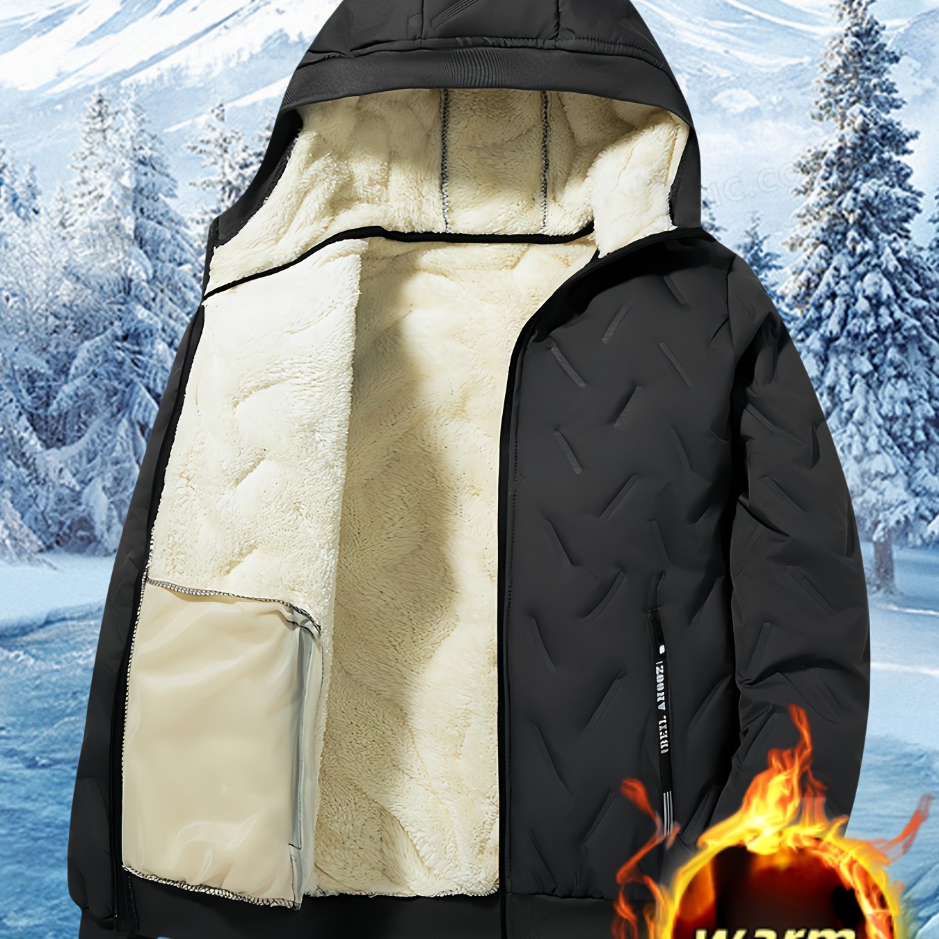 TEMU Chaqueta con capucha para hombre, nueva colección otoño invierno, forro polar , deportiva casual para exteriores, abrigo para hombre súper y