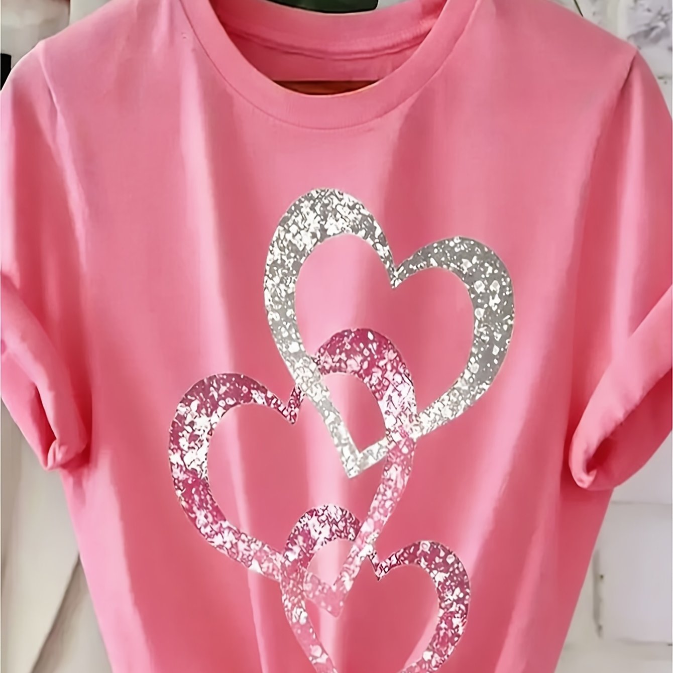 TEMU Plus Size, Plus-size T-shirt - Women's Fun Printed T-shirt - Casual Short-sleeved Round-neck Loose-fitting Top, Machine Washable For , Casual